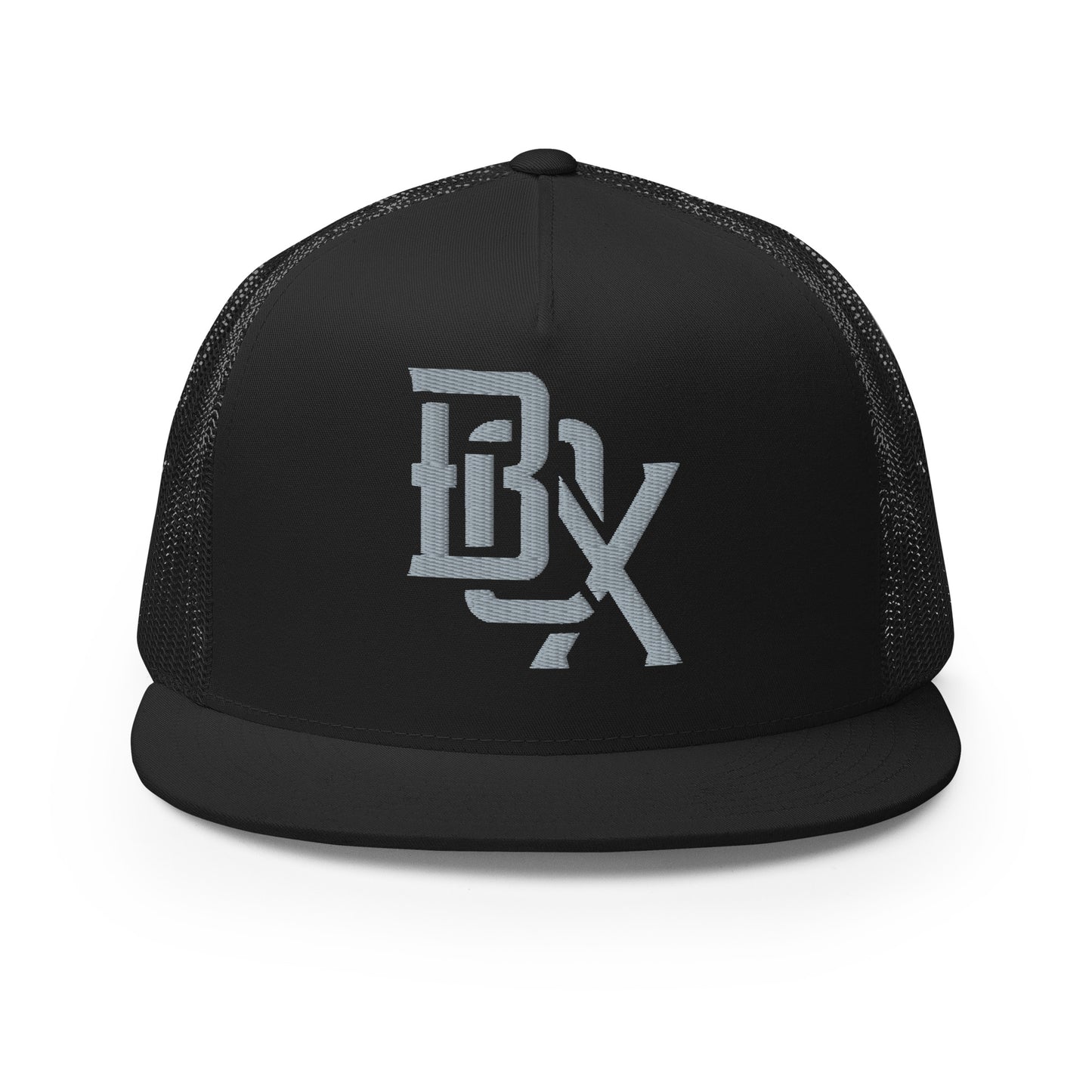 "BOX" Five Panel Trucker Cap | Yupoong 6006 | E Luna CLASSIC Solocrest 1 Grey Thread Front Logo