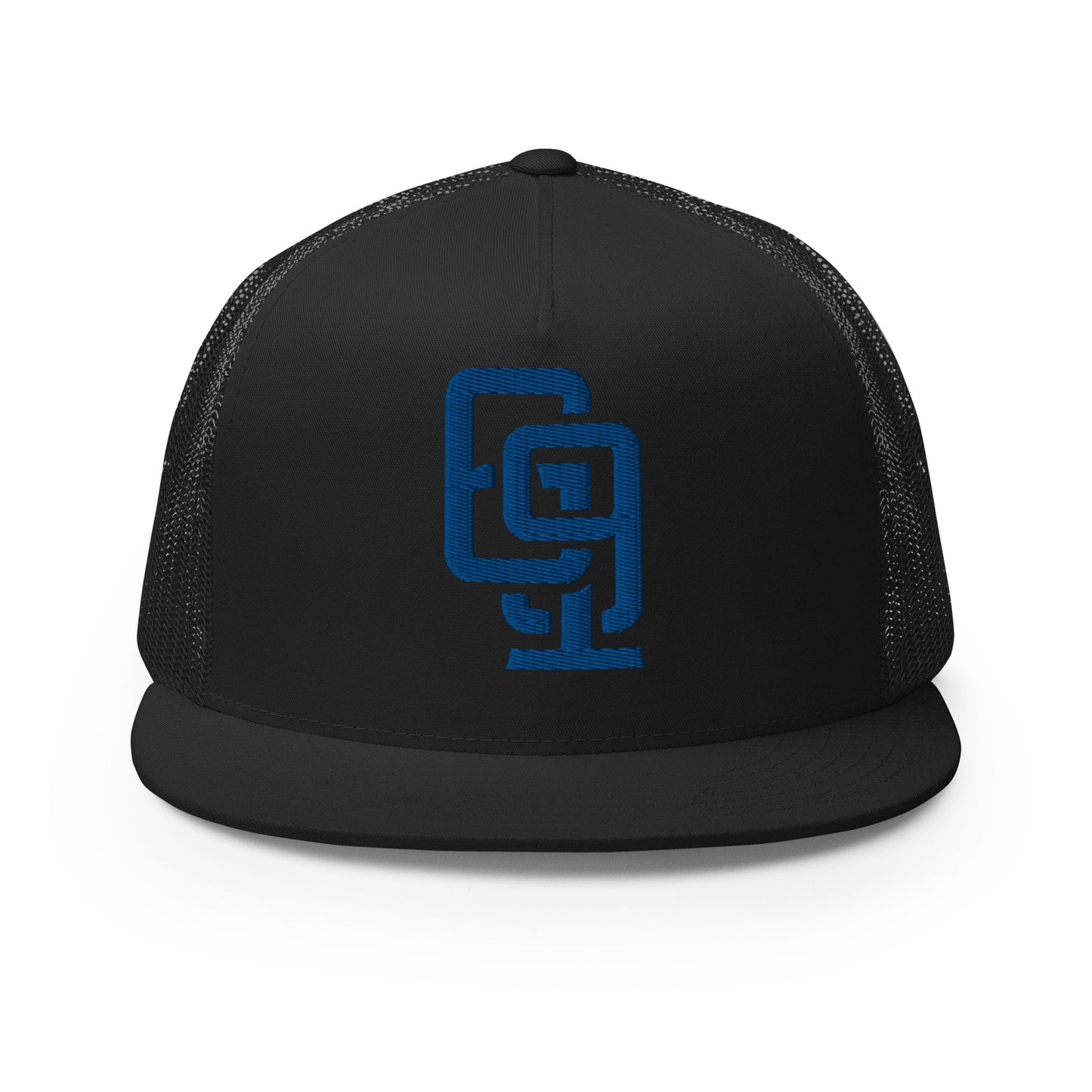 "619" Five Panel Trucker Cap | Yupoong 6006 | E Luna CLASSIC Solocrest 1 Royal Thread Front Logo