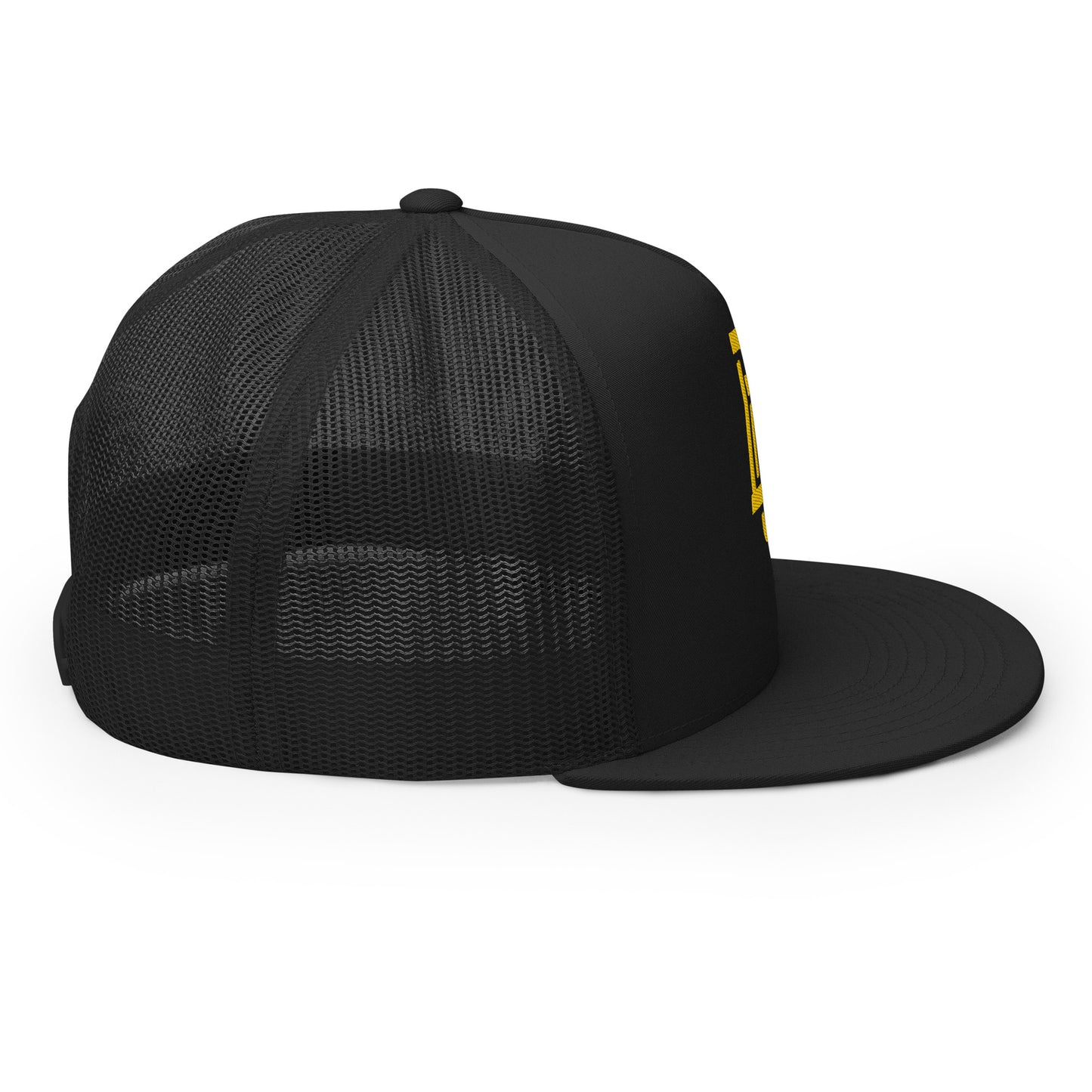 "DGO" Five Panel Trucker Cap | Yupoong 6006 | E Luna CLASSIC Solocrest 1 Gold Thread Logo