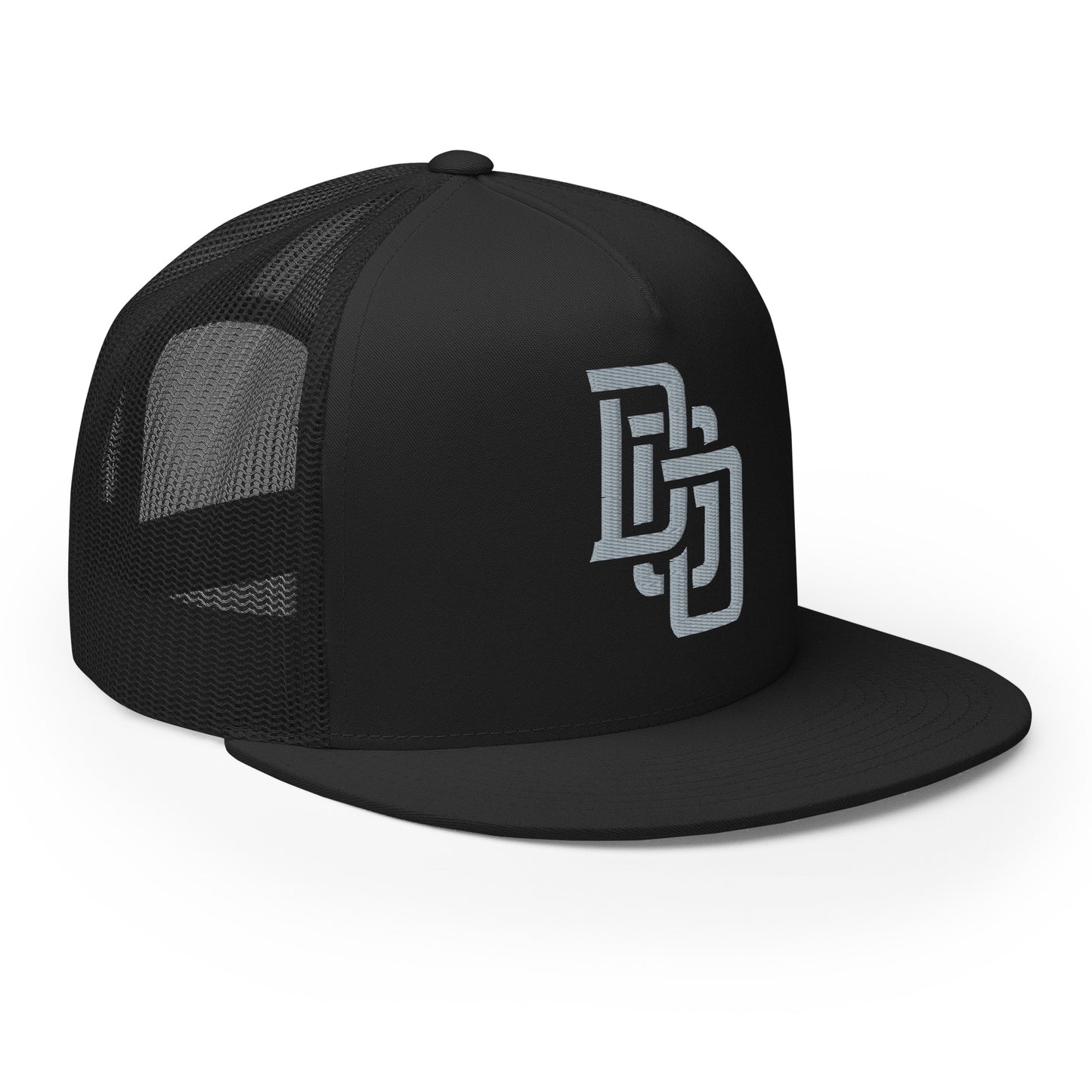 "DGO" Five Panel Trucker Cap | Yupoong 6006 | E Luna CLASSIC Solocrest 1 Grey Thread Logo