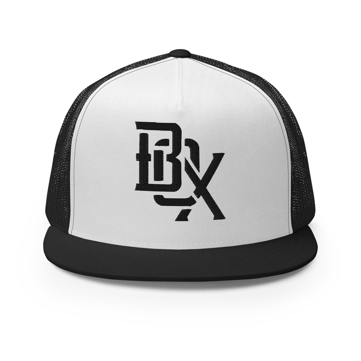 "BOX" Five Panel Trucker Cap | Yupoong 6006 | E Luna CLASSIC Solocrest 1 Black Thread Front Logo