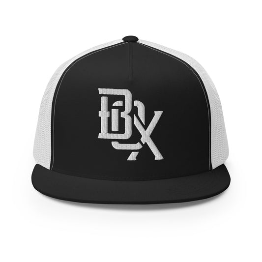 "BOX" Five Panel Trucker Cap | Yupoong 6006 | E Luna CLASSIC Solocrest 1 White Thread Front Logo