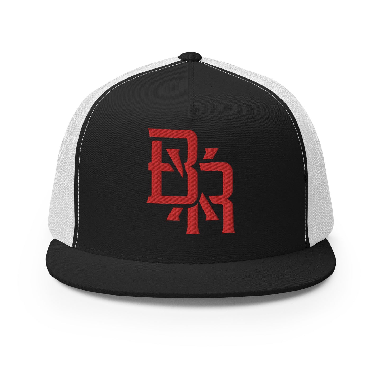 "BXR" Five Panel Trucker Cap | Yupoong 6006 | E Luna CLASSIC Solocrest 1 Red Thread Front Logo