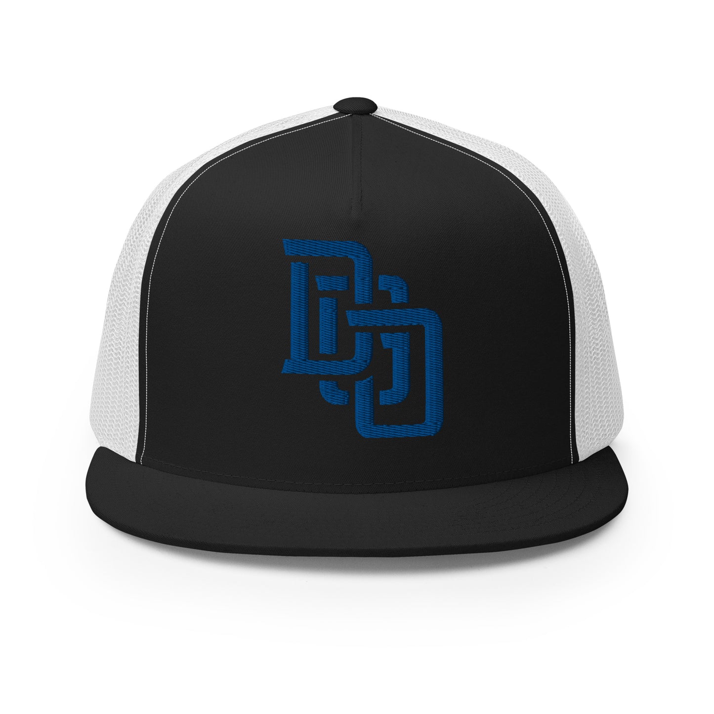 "DGO" Five Panel Trucker Cap | Yupoong 6006 | E Luna CLASSIC Solocrest 1 Royal Thread Logo
