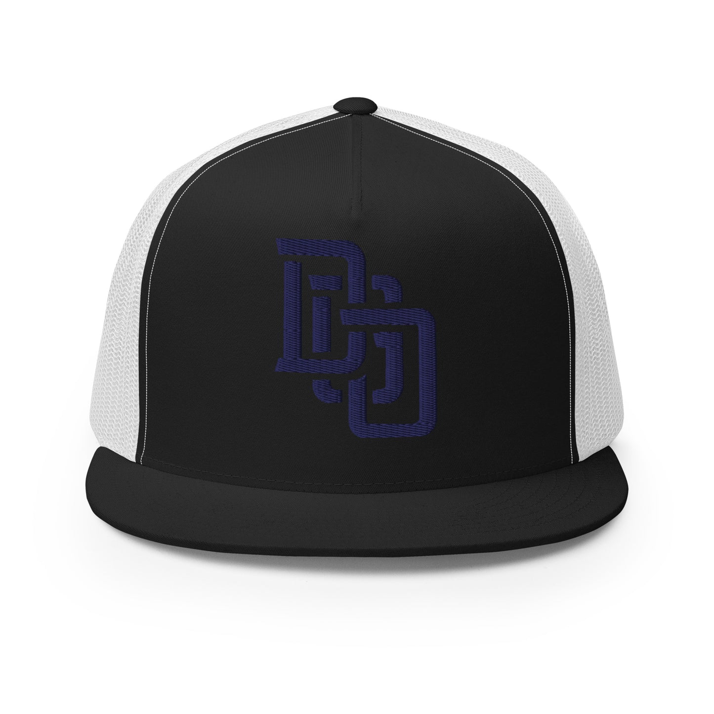 "DGO" Five Panel Trucker Cap | Yupoong 6006 | E Luna CLASSIC Solocrest 1 Navy Thread Logo