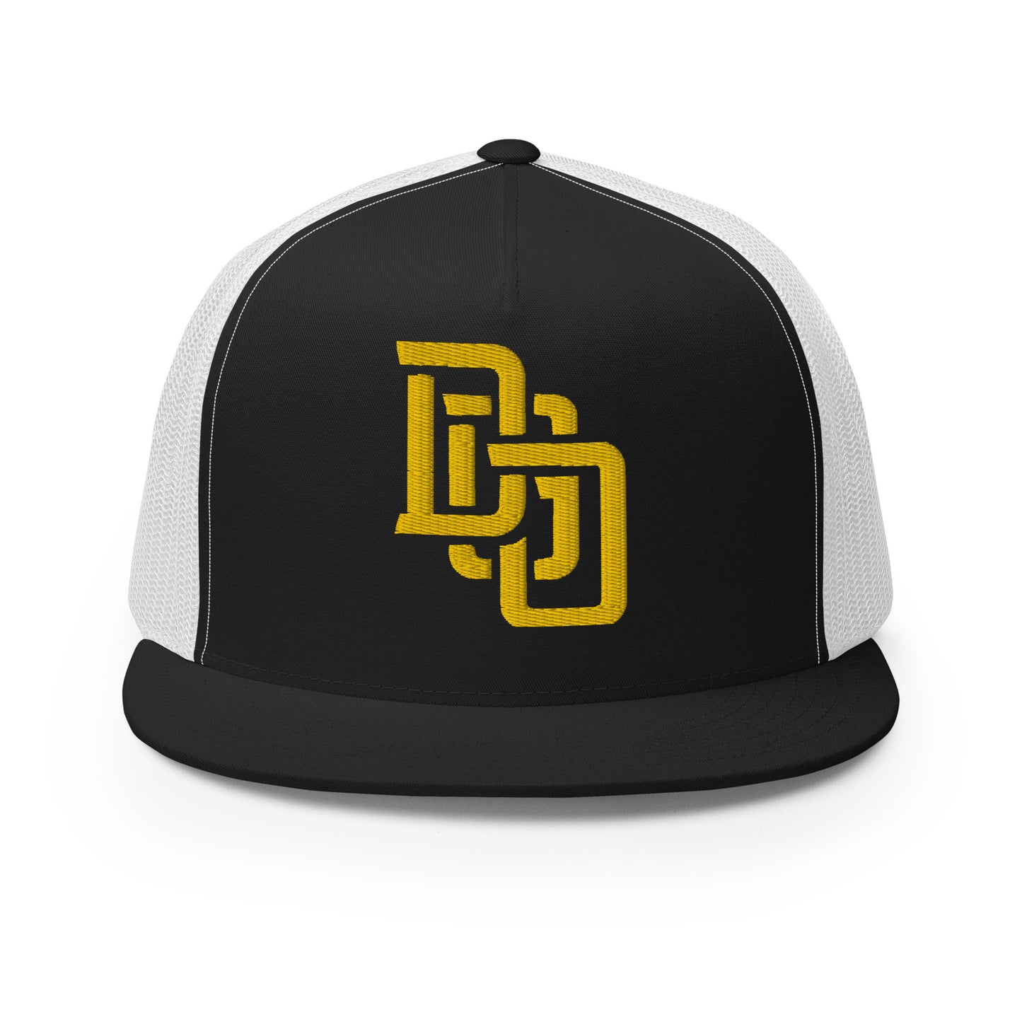 "DGO" Five Panel Trucker Cap | Yupoong 6006 | E Luna CLASSIC Solocrest 1 Gold Thread Logo