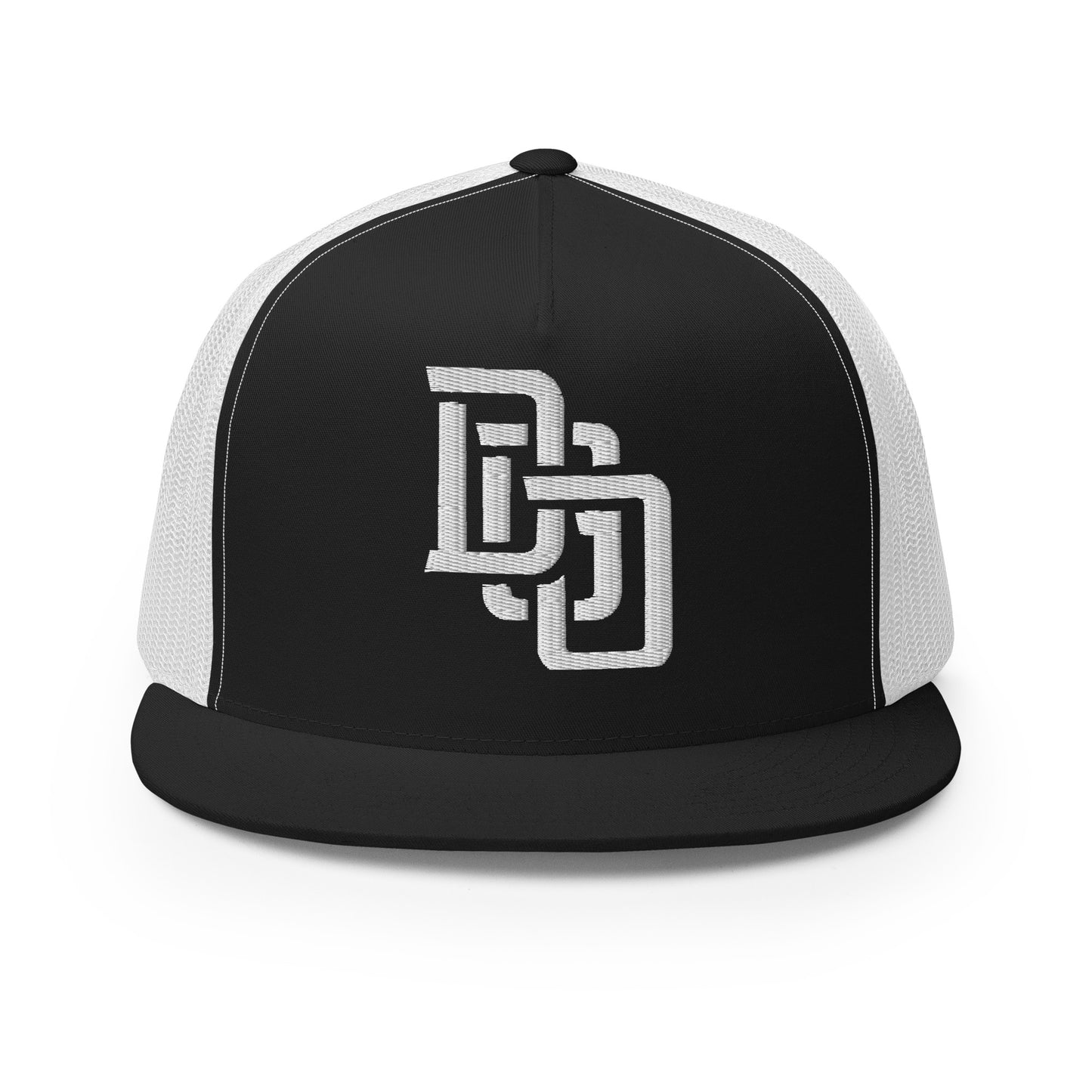 "DGO" Five Panel Trucker Cap | Yupoong 6006 | E Luna CLASSIC Solocrest 1 White Thread Logo