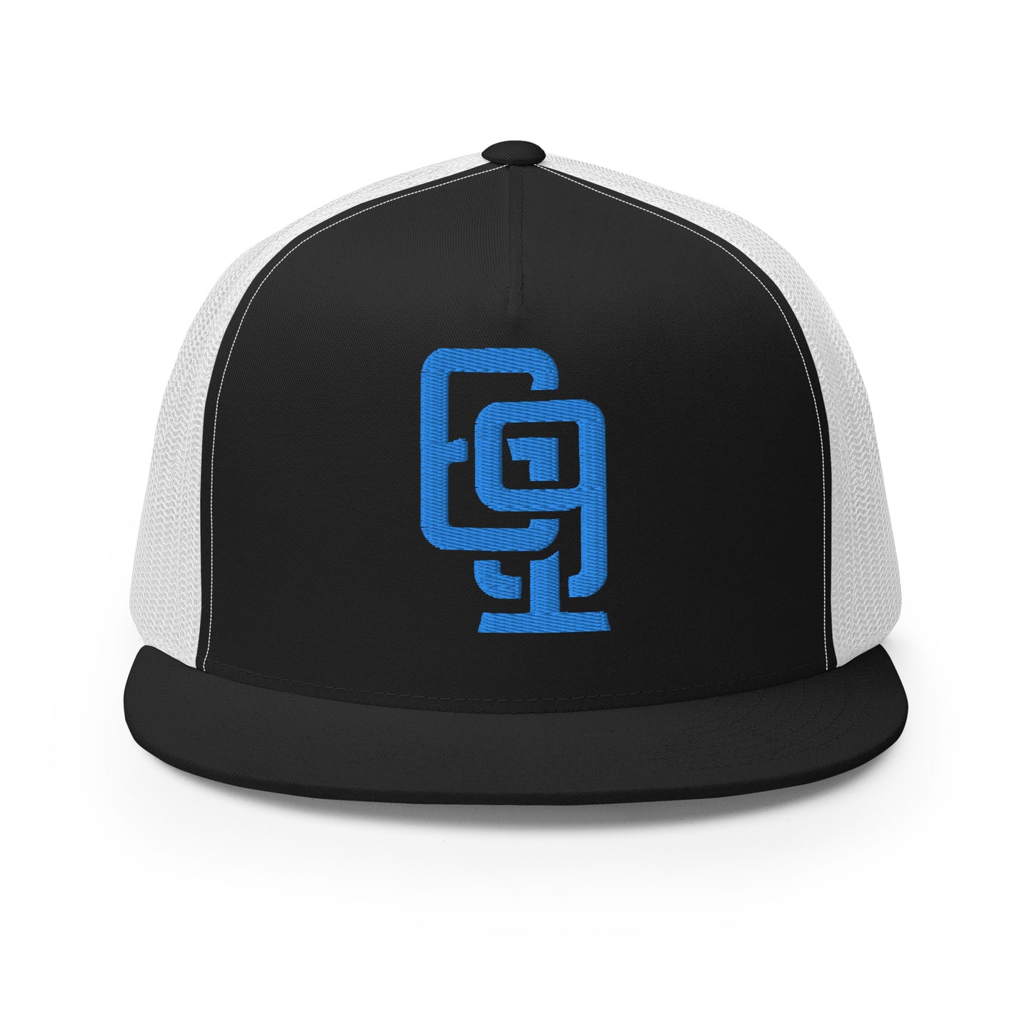 "619" Five Panel Trucker Cap | Yupoong 6006 | E Luna CLASSIC Solocrest 1 Aqua/Teal Thread Front Logo