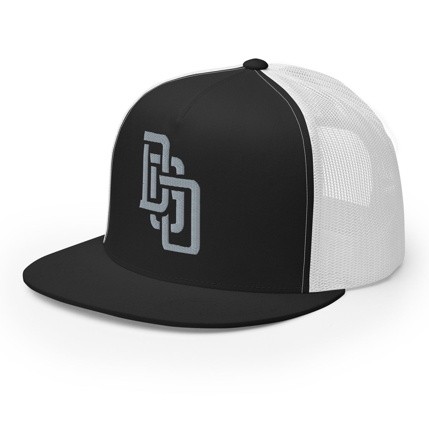 "DGO" Five Panel Trucker Cap | Yupoong 6006 | E Luna CLASSIC Solocrest 1 Grey Thread Logo