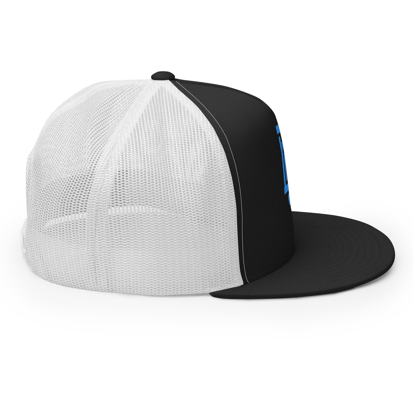 "DGO" Five Panel Trucker Cap | Yupoong 6006 | E Luna CLASSIC Solocrest 1 Aqua/Teal Thread Logo