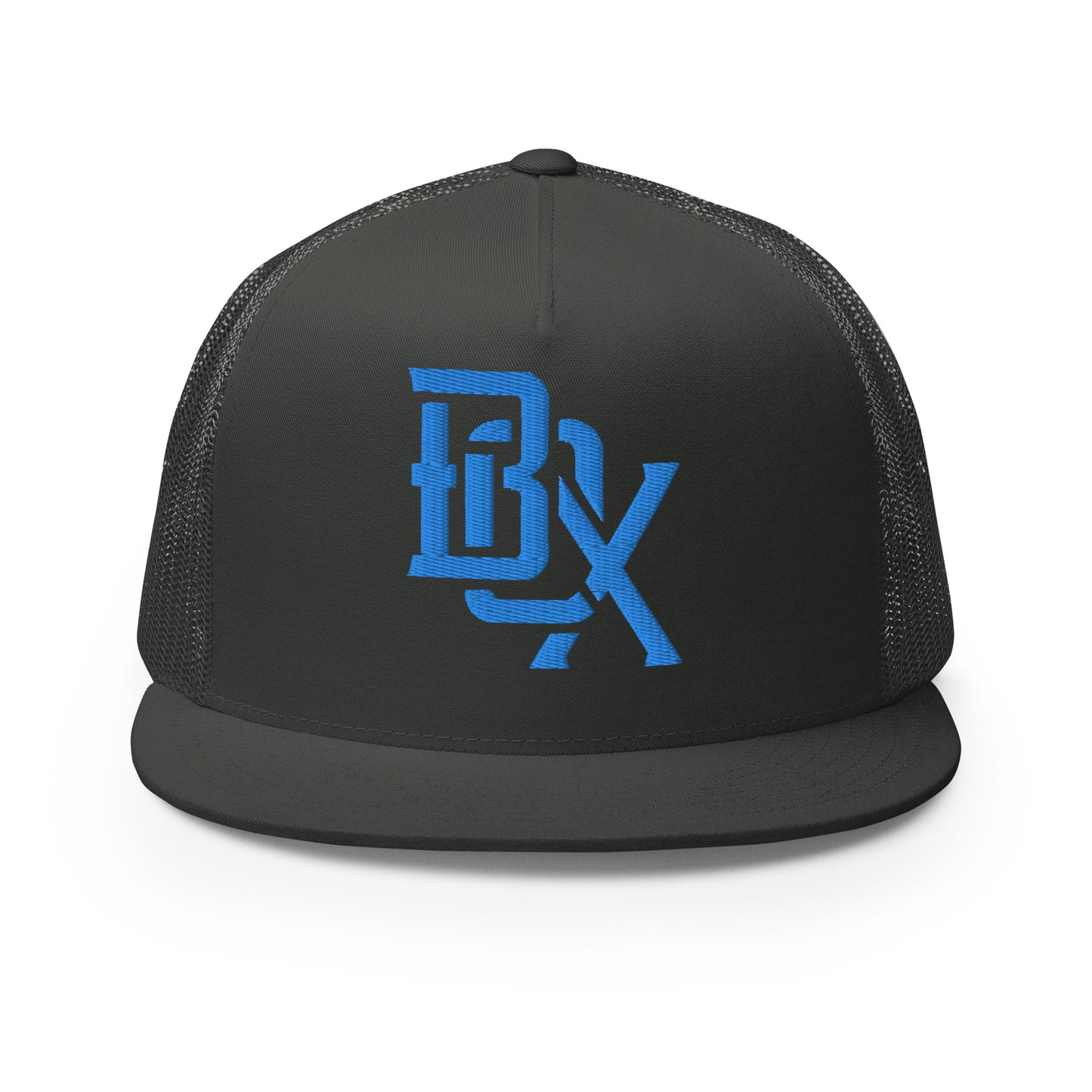 "BOX" Five Panel Trucker Cap | Yupoong 6006 | E Luna Classic Solocrest 1 Royal Thread Logo