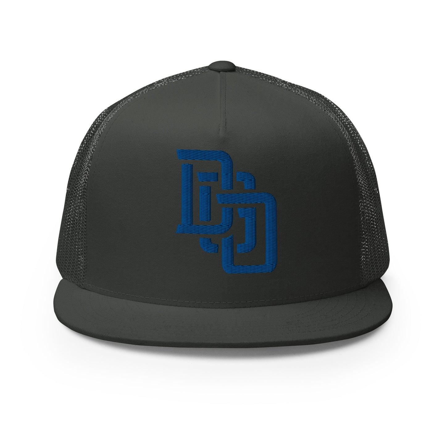 "DGO" Five Panel Trucker Cap | Yupoong 6006 | E Luna CLASSIC Solocrest 1 Royal Thread Logo