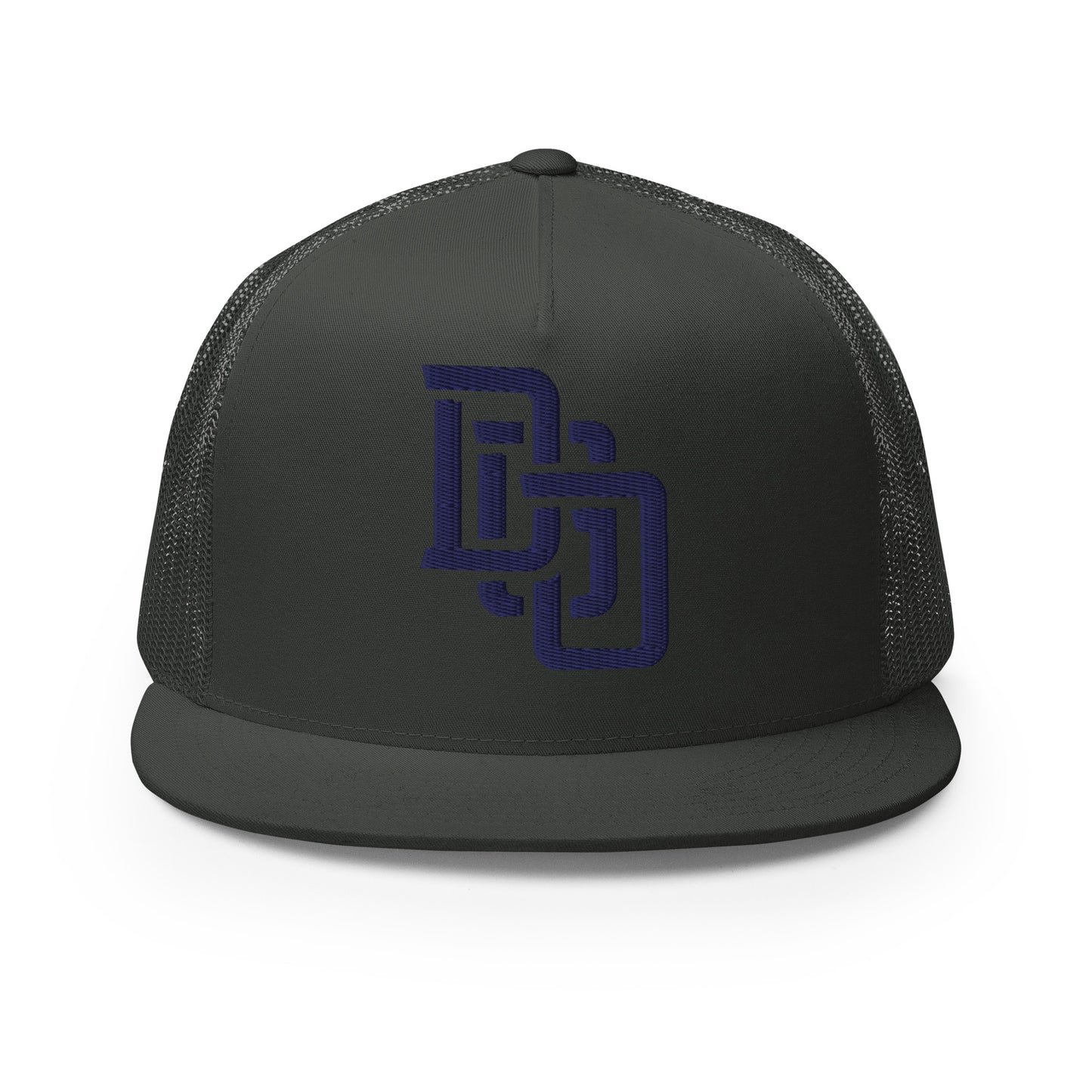 "DGO" Five Panel Trucker Cap | Yupoong 6006 | E Luna CLASSIC Solocrest 1 Navy Thread Logo