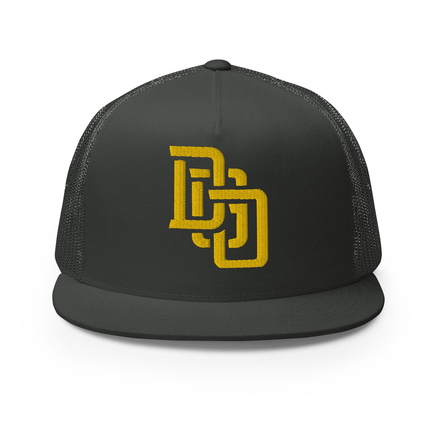 "DGO" Five Panel Trucker Cap | Yupoong 6006 | E Luna CLASSIC Solocrest 1 Gold Thread Logo