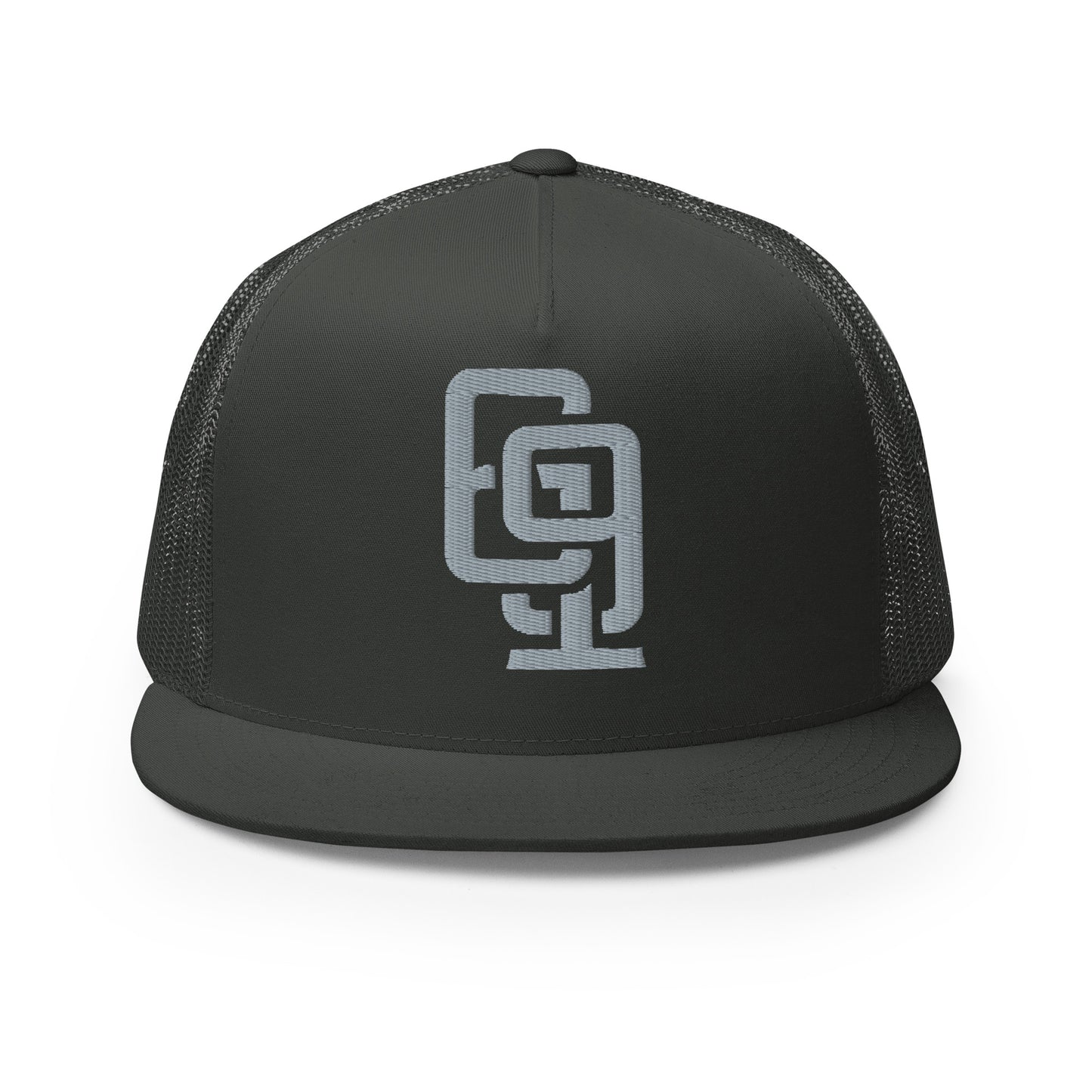 "619" Five Panel Trucker Cap | Yupoong 6006 | E Luna CLASSIC Solocrest 1 Grey Thread Front Logo