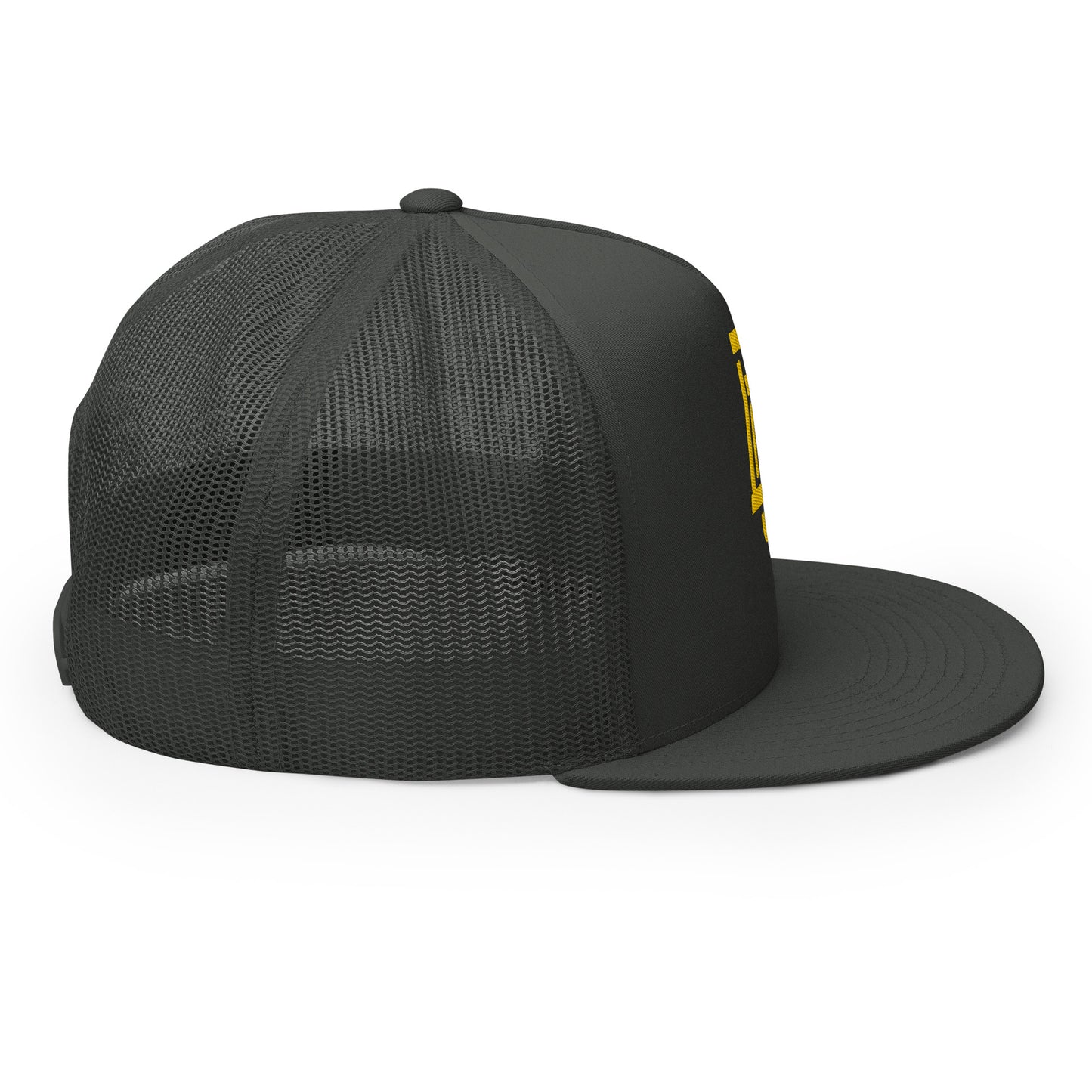 "DGO" Five Panel Trucker Cap | Yupoong 6006 | E Luna CLASSIC Solocrest 1 Gold Thread Logo