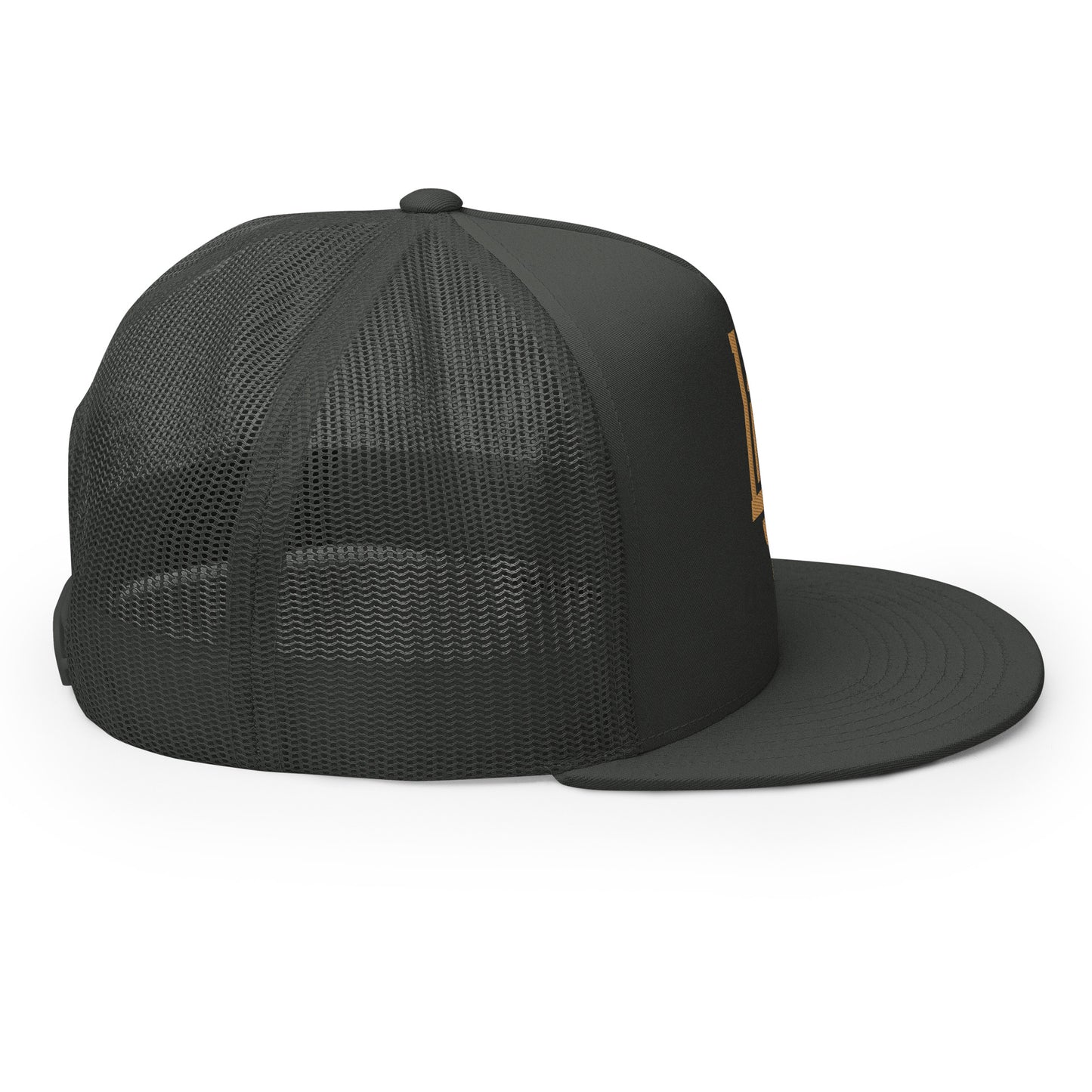 "LOS" Five Panel Trucker Cap | Yupoong 6006 | E Luna CLASSIC 1 Old Gold Thread Front Logo