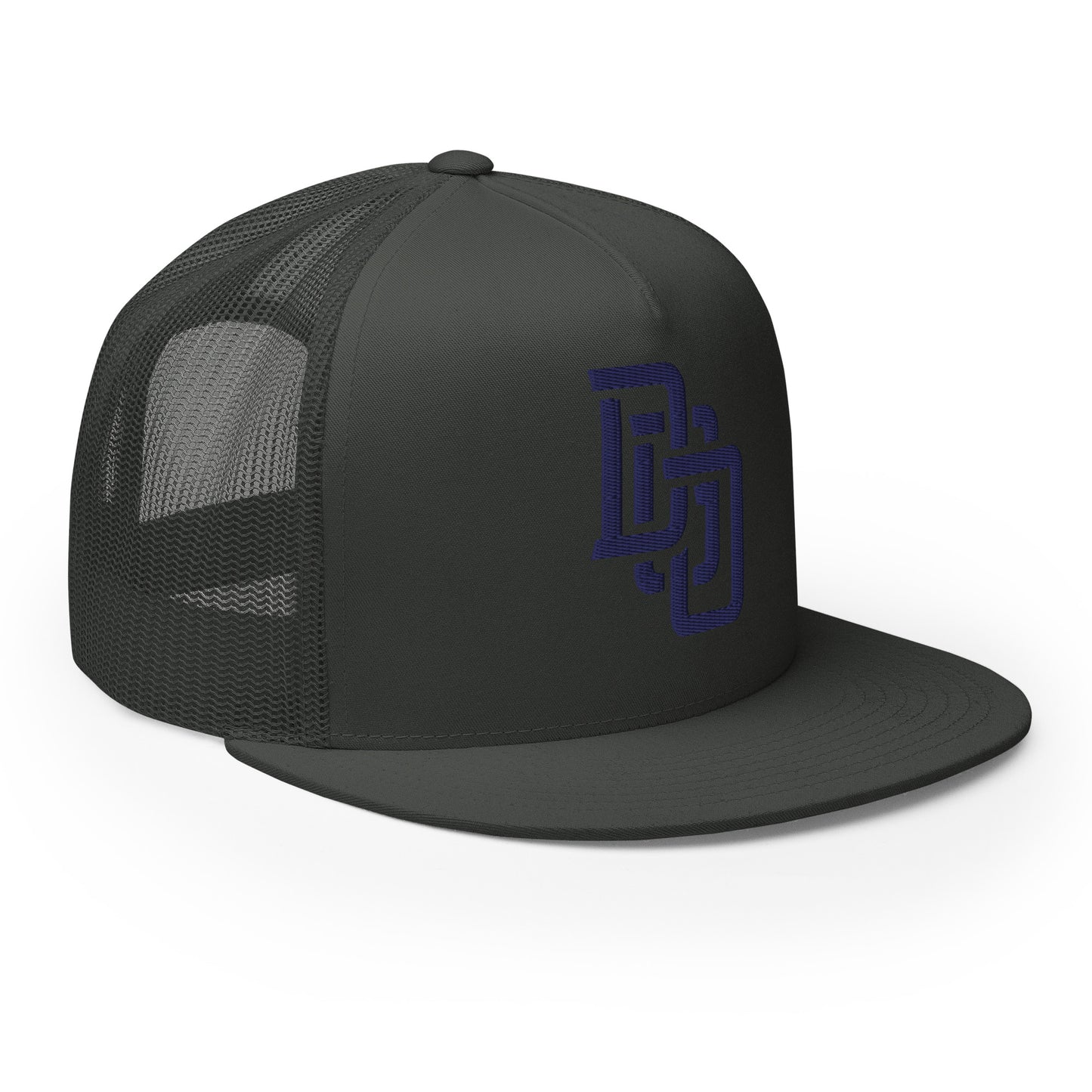 "DGO" Five Panel Trucker Cap | Yupoong 6006 | E Luna CLASSIC Solocrest 1 Navy Thread Logo
