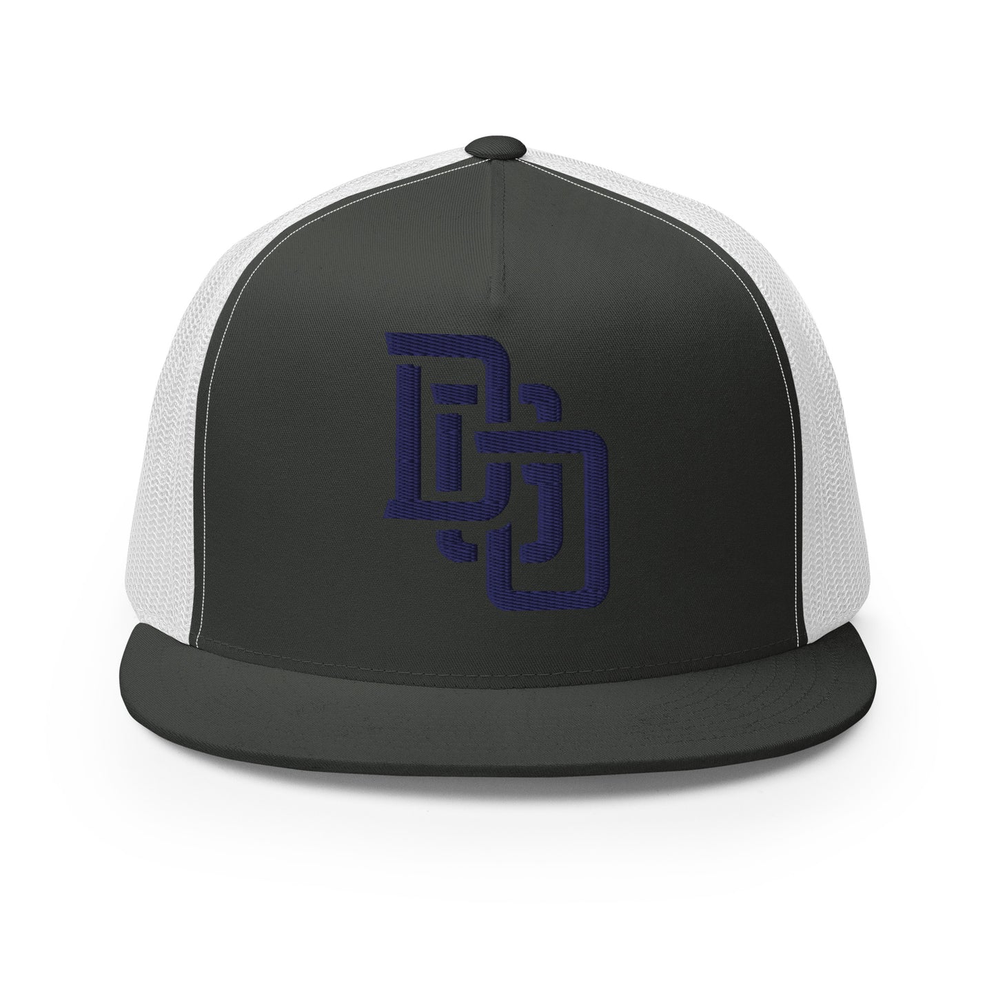 "DGO" Five Panel Trucker Cap | Yupoong 6006 | E Luna CLASSIC Solocrest 1 Navy Thread Logo