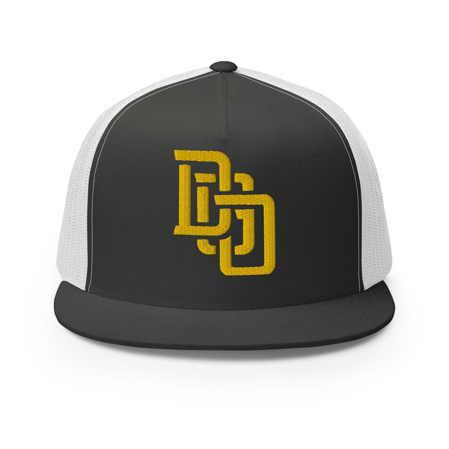"DGO" Five Panel Trucker Cap | Yupoong 6006 | E Luna CLASSIC Solocrest 1 Gold Thread Logo
