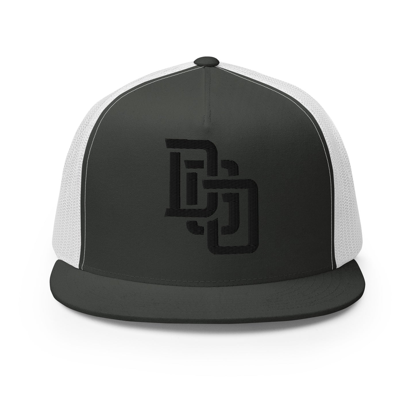"DGO" Five Panel Trucker Cap | Yupoong 6006 | E Luna CLASSIC Solocrest 1 Black Thread Logo
