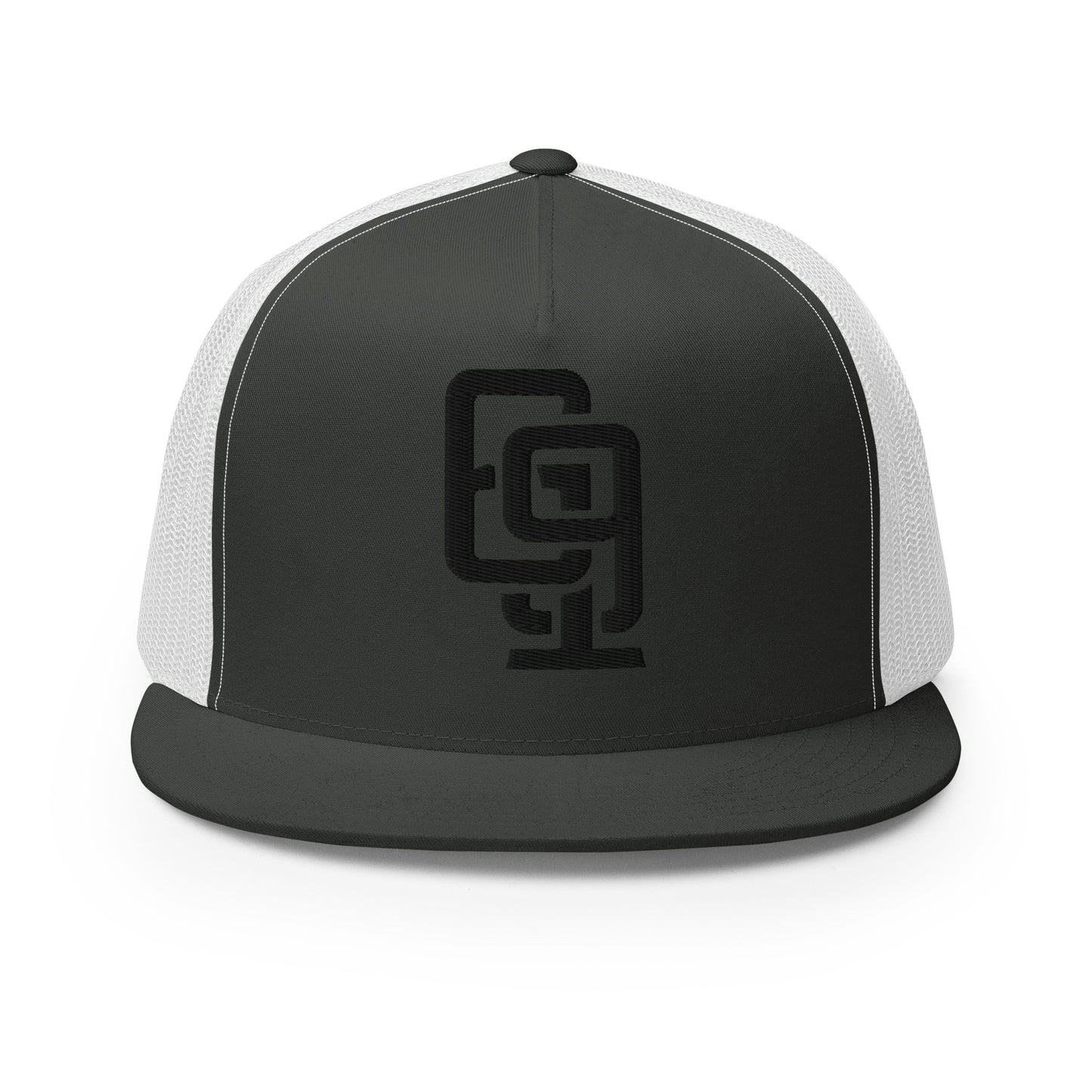 "619" Five Panel Trucker Cap | Yupoong 6006 | E Luna CLASSIC Solocrest 1 Black Thread Front Logo