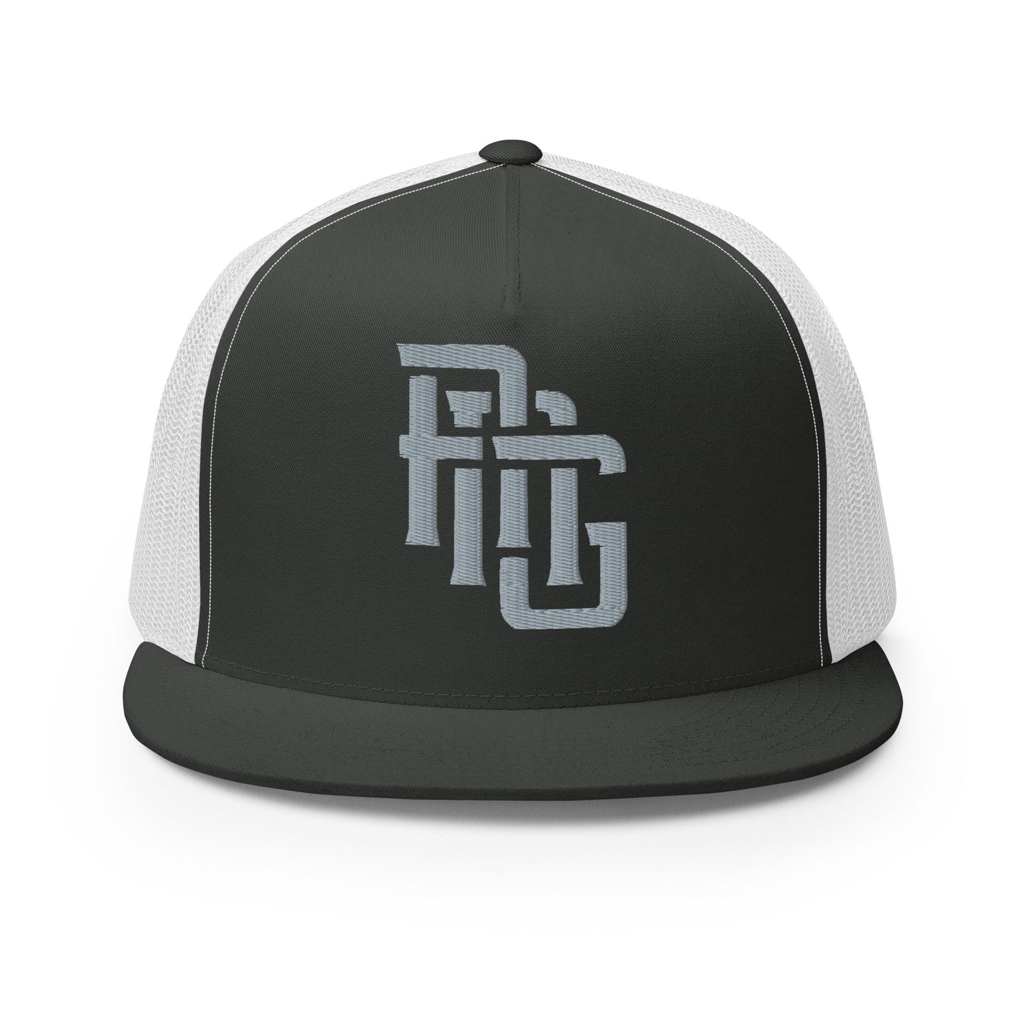 "ANG" Five Panel Trucker Cap | Yupoong 6006 | E Luna CLASSIC Solocrest 1 Grey Thread Front Logo
