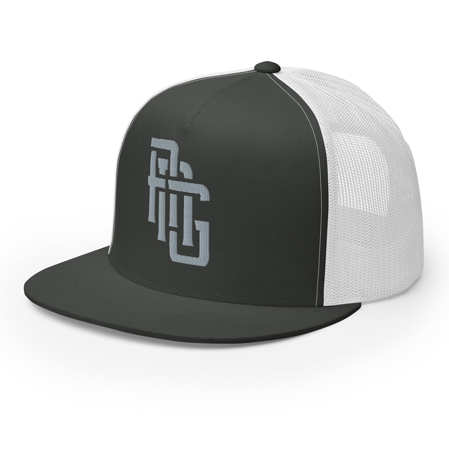 "ANG" Five Panel Trucker Cap | Yupoong 6006 | E Luna CLASSIC Solocrest 1 Grey Thread Front Logo