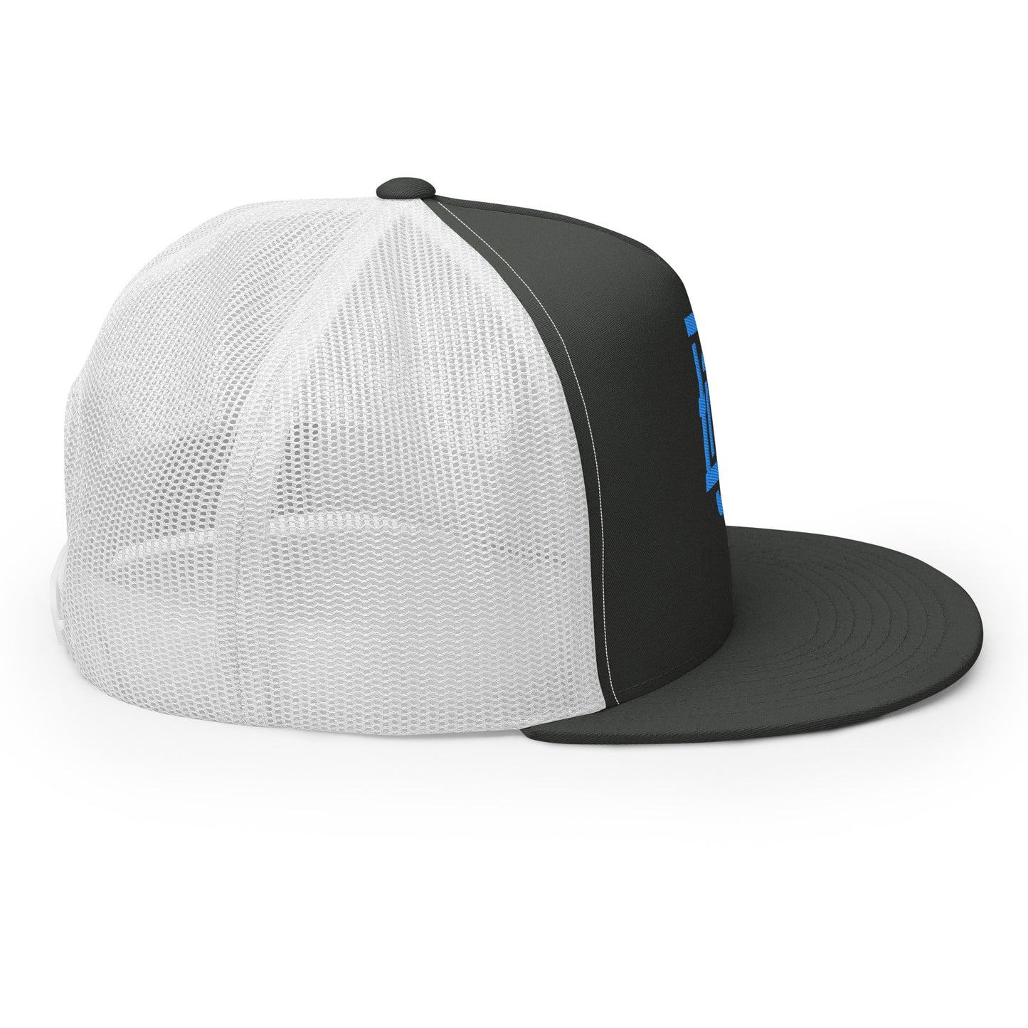 "BOX" Five Panel Trucker Cap | Yupoong 6006 | E Luna Classic Solocrest 1 Royal Thread Logo