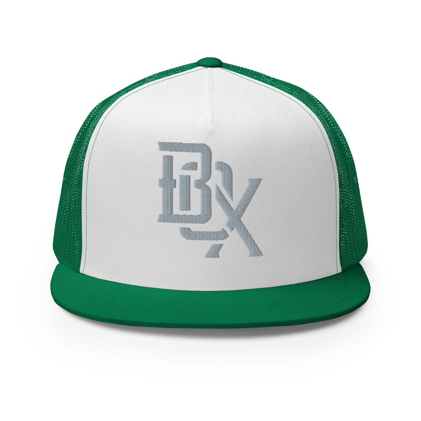 "BOX" Five Panel Trucker Cap | Yupoong 6006 | E Luna CLASSIC Solocrest 1 Grey Thread Front Logo