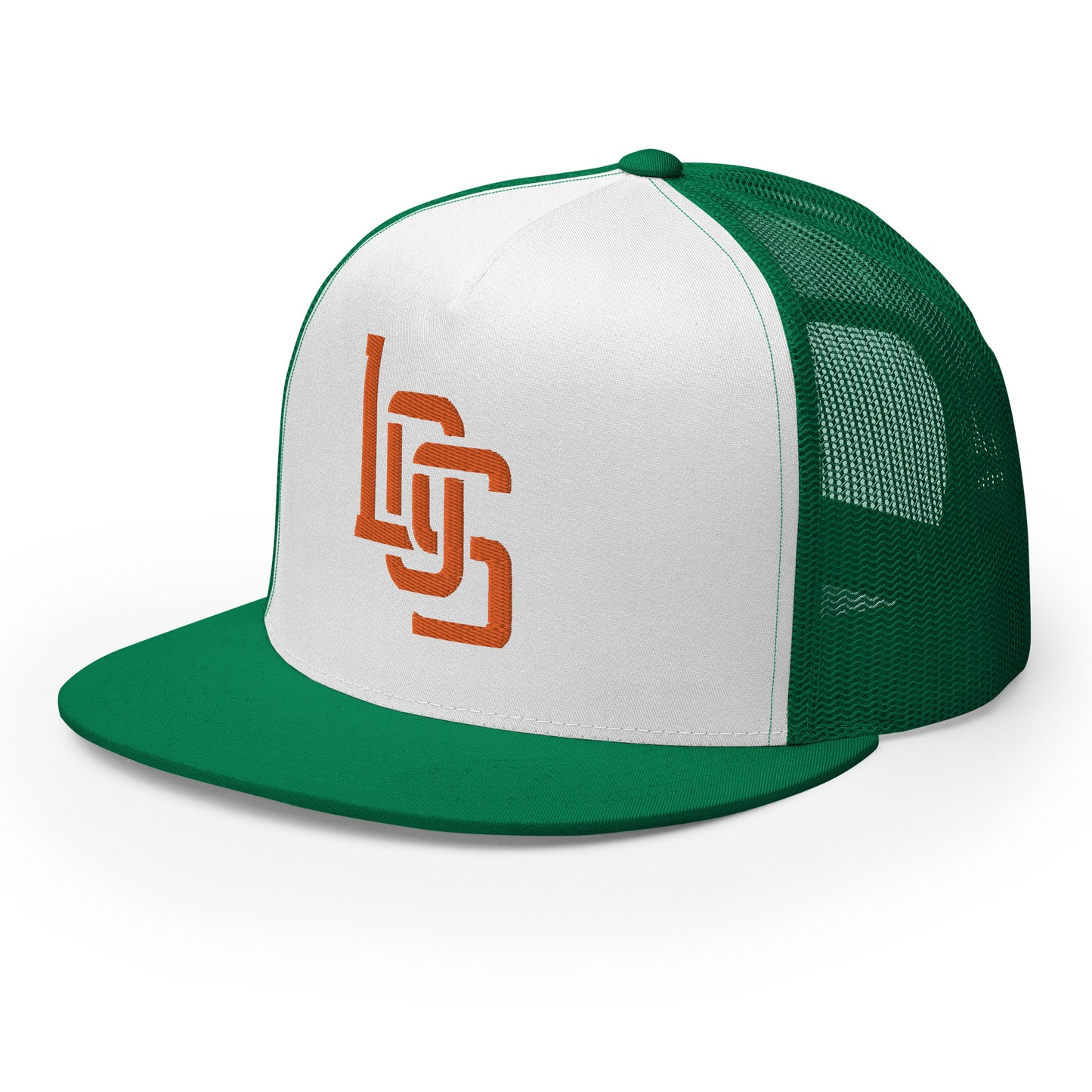 "LOS" Five Panel Trucker Cap | Yupoong 6006 | E Luna CLASSIC 1 Orange Thread Front Logo