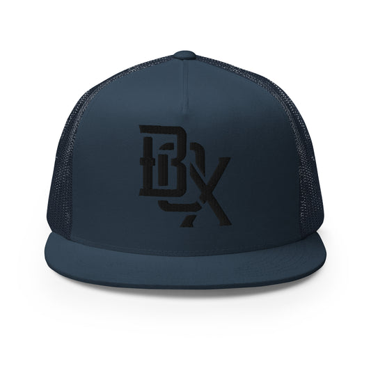 "BOX" Five Panel Trucker Cap | Yupoong 6006 | E Luna CLASSIC Solocrest 1 Black Thread Front Logo