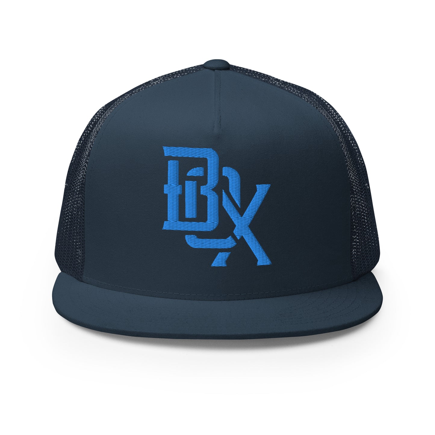 "BOX" Five Panel Trucker Cap | Yupoong 6006 | E Luna Classic Solocrest 1 Royal Thread Logo