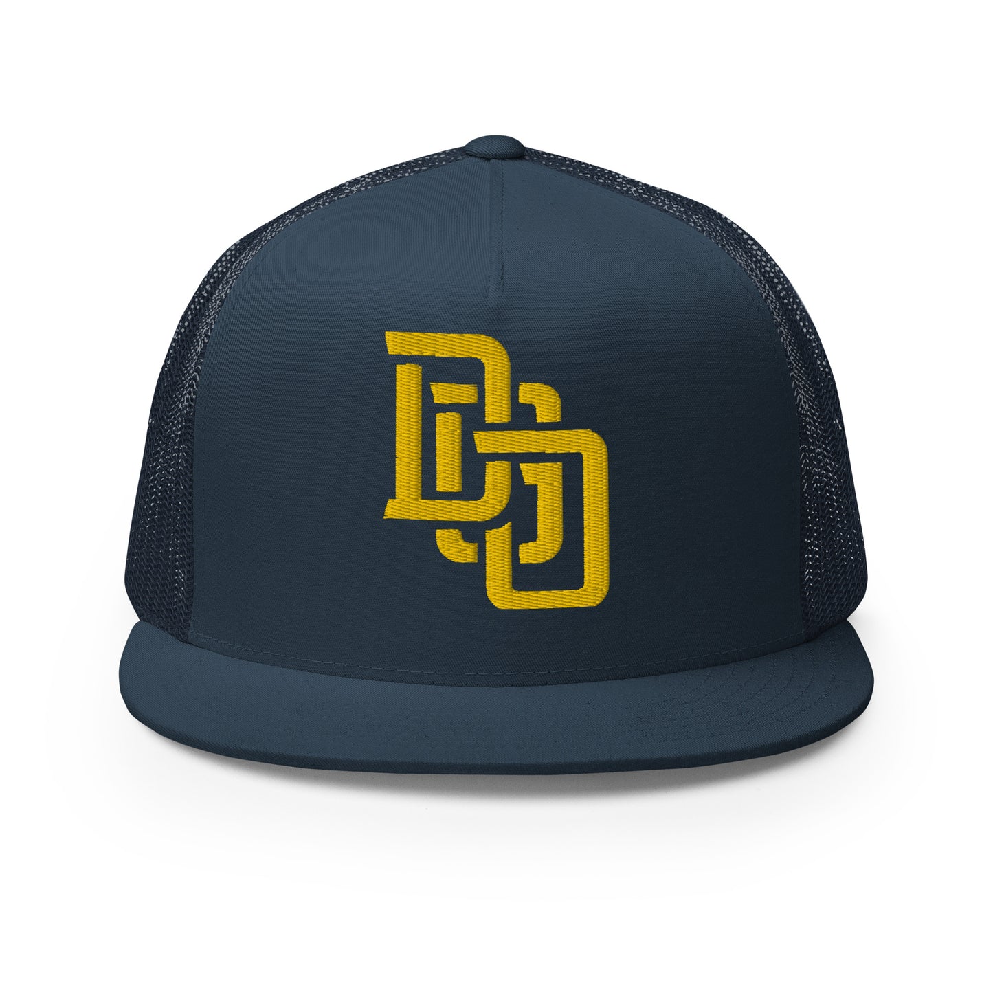"DGO" Five Panel Trucker Cap | Yupoong 6006 | E Luna CLASSIC Solocrest 1 Gold Thread Logo
