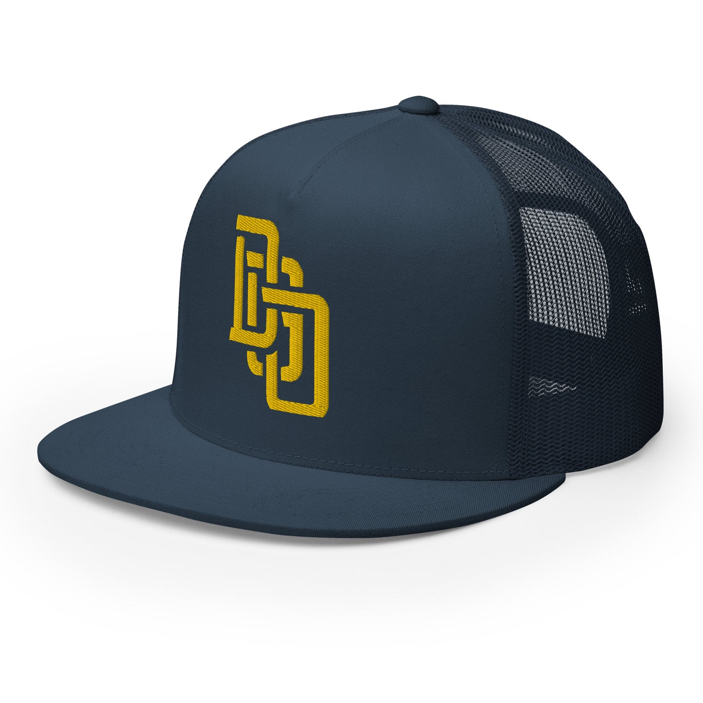 "DGO" Five Panel Trucker Cap | Yupoong 6006 | E Luna CLASSIC Solocrest 1 Gold Thread Logo