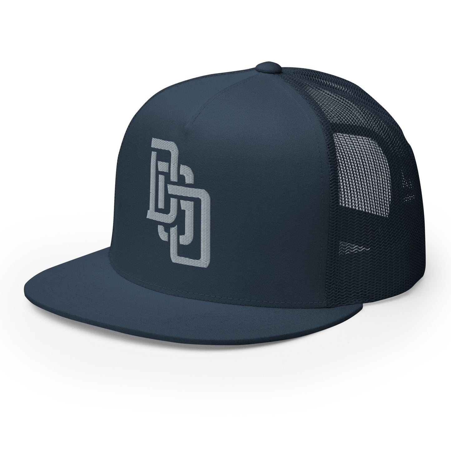 "DGO" Five Panel Trucker Cap | Yupoong 6006 | E Luna CLASSIC Solocrest 1 Grey Thread Logo