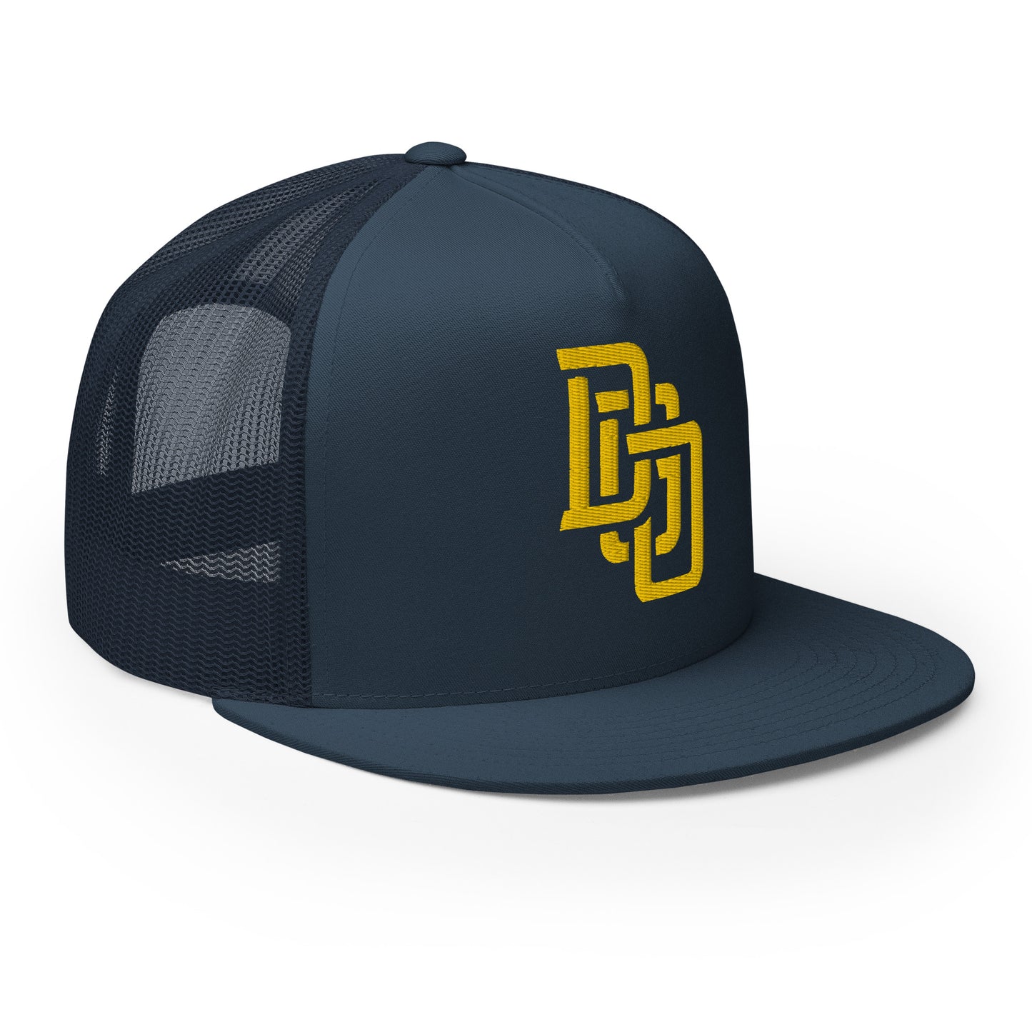 "DGO" Five Panel Trucker Cap | Yupoong 6006 | E Luna CLASSIC Solocrest 1 Gold Thread Logo