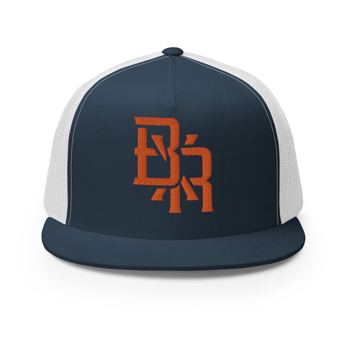"BXR" Five Panel Trucker Cap | Yupoong 6006 | E Luna CLASSIC Solocrest 1 Orange Thread Front Logo