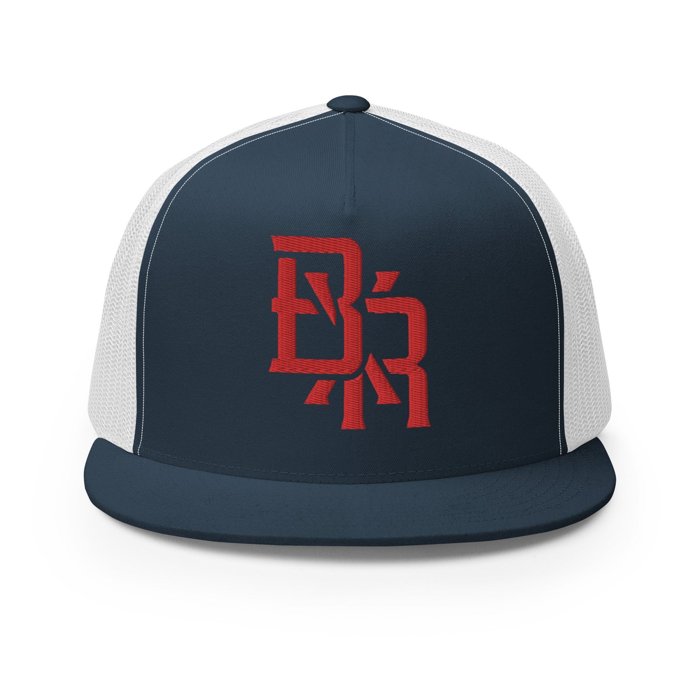 "BXR" Five Panel Trucker Cap | Yupoong 6006 | E Luna CLASSIC Solocrest 1 Red Thread Front Logo
