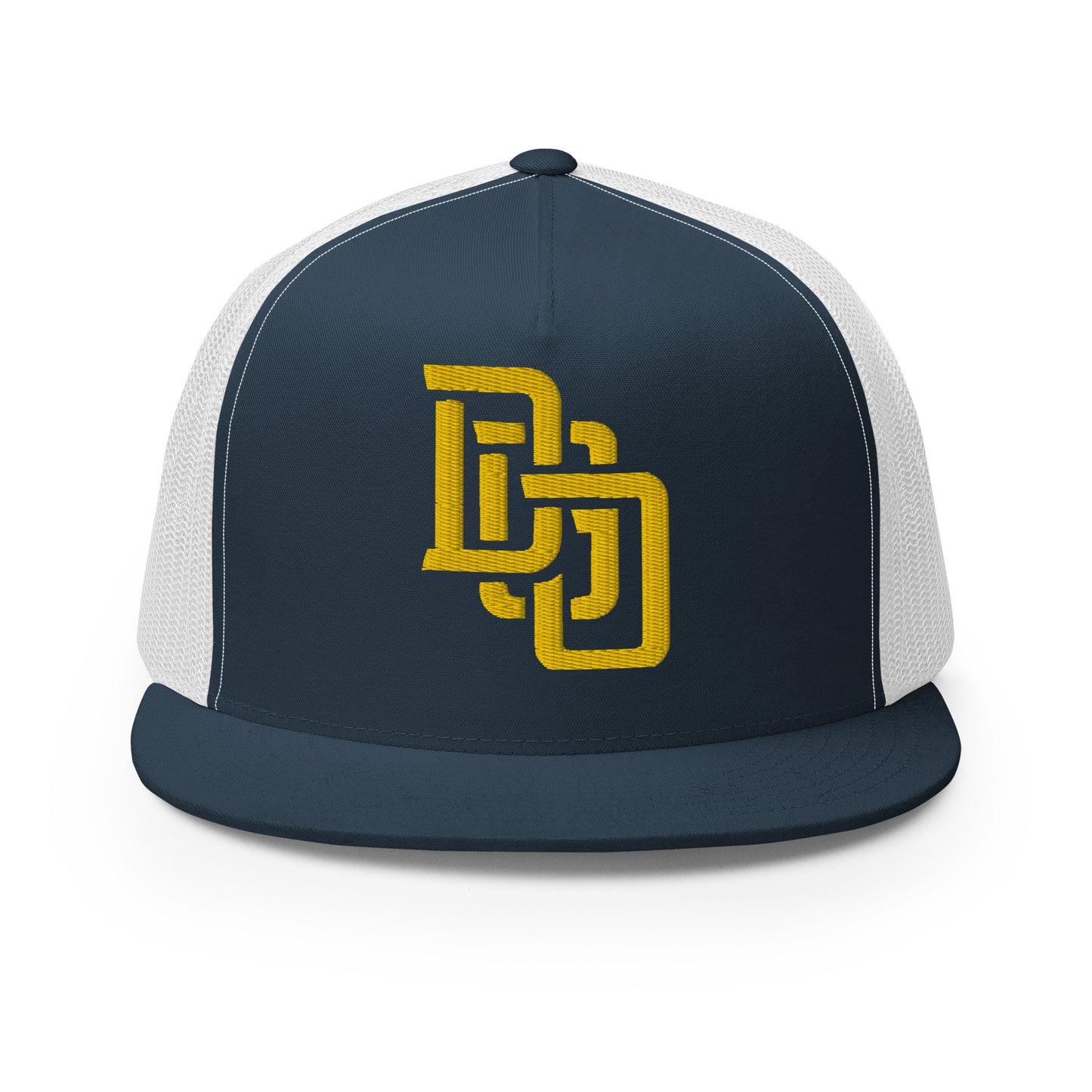 "DGO" Five Panel Trucker Cap | Yupoong 6006 | E Luna CLASSIC Solocrest 1 Gold Thread Logo