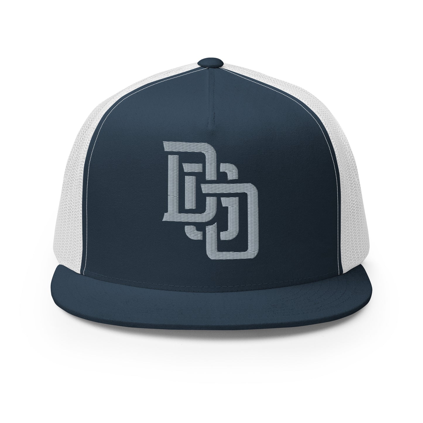 "DGO" Five Panel Trucker Cap | Yupoong 6006 | E Luna CLASSIC Solocrest 1 Grey Thread Logo