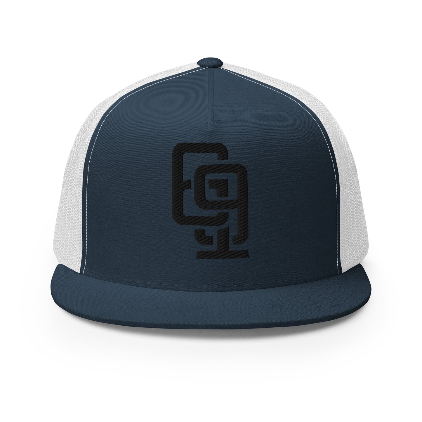 "619" Five Panel Trucker Cap | Yupoong 6006 | E Luna CLASSIC Solocrest 1 Black Thread Front Logo