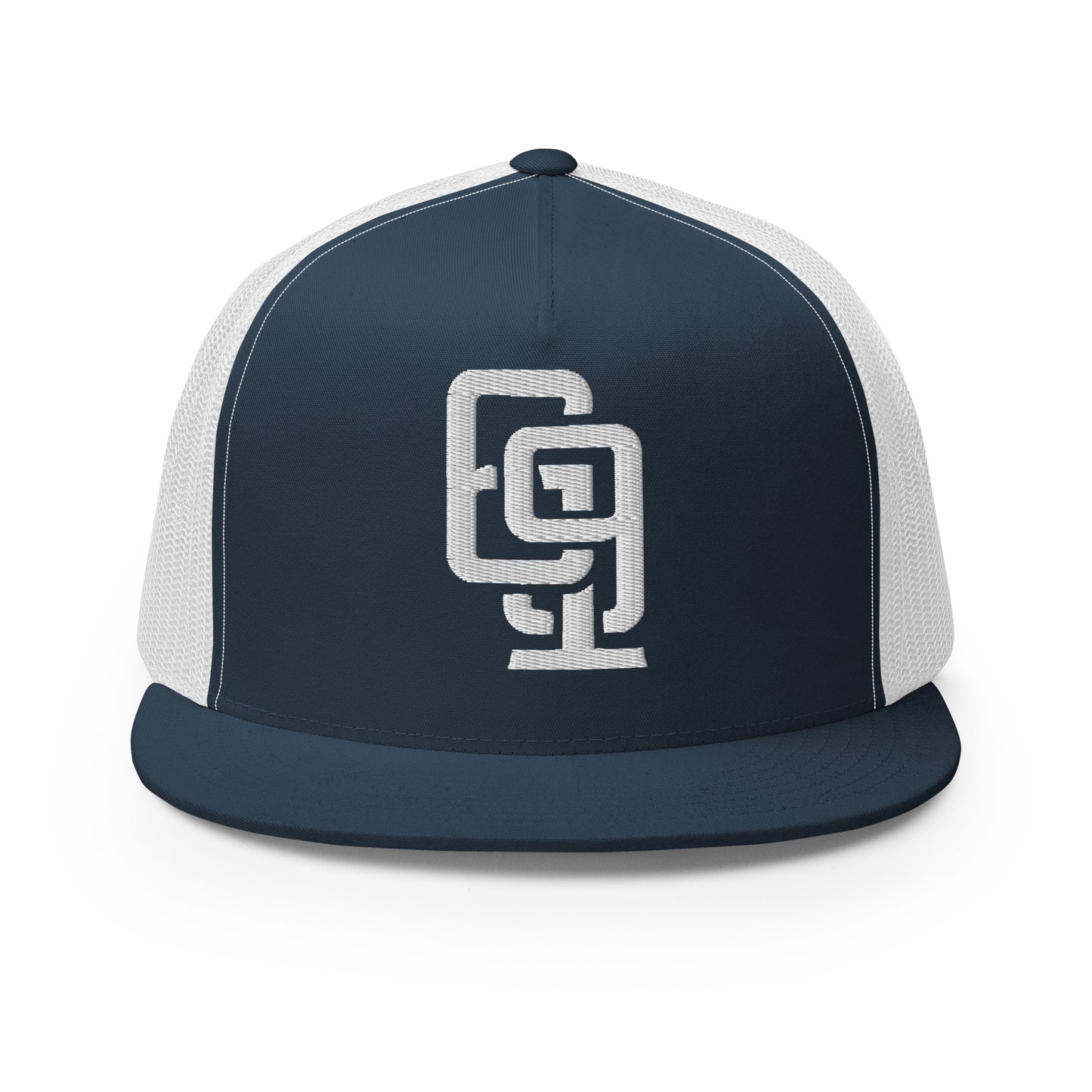 "619" Five Panel Trucker Cap | Yupoong 6006 | E Luna CLASSIC Solocrest 1 White Thread Front Logo