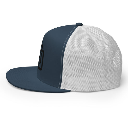 "DGO" Five Panel Trucker Cap | E Luna Brand CLASSIC | 1 Black Thread Logo | 3D Puff Edition