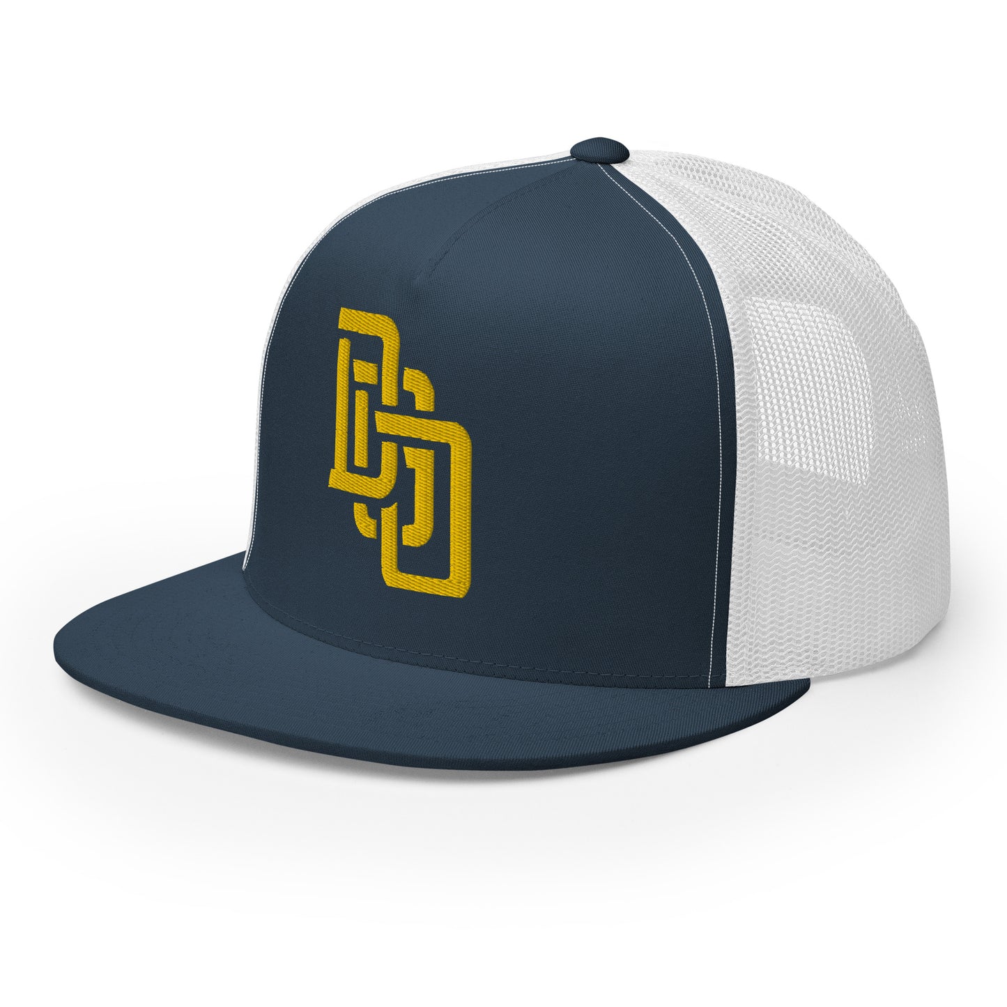 "DGO" Five Panel Trucker Cap | Yupoong 6006 | E Luna CLASSIC Solocrest 1 Gold Thread Logo