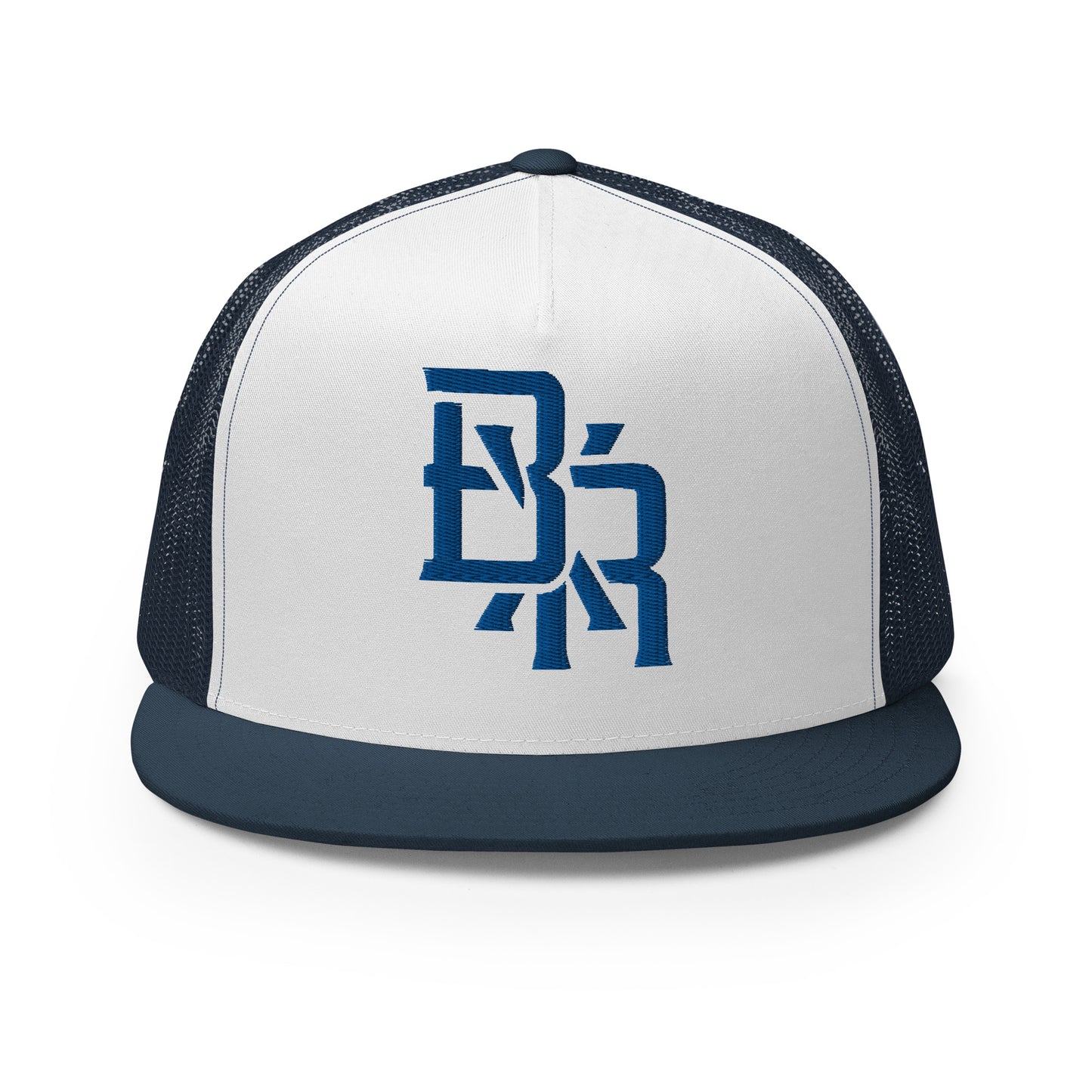 "BXR" Five Panel Trucker Cap | Yupoong 6006 | E Luna CLASSIC Solocrest 1 Royal Thread Front Logo