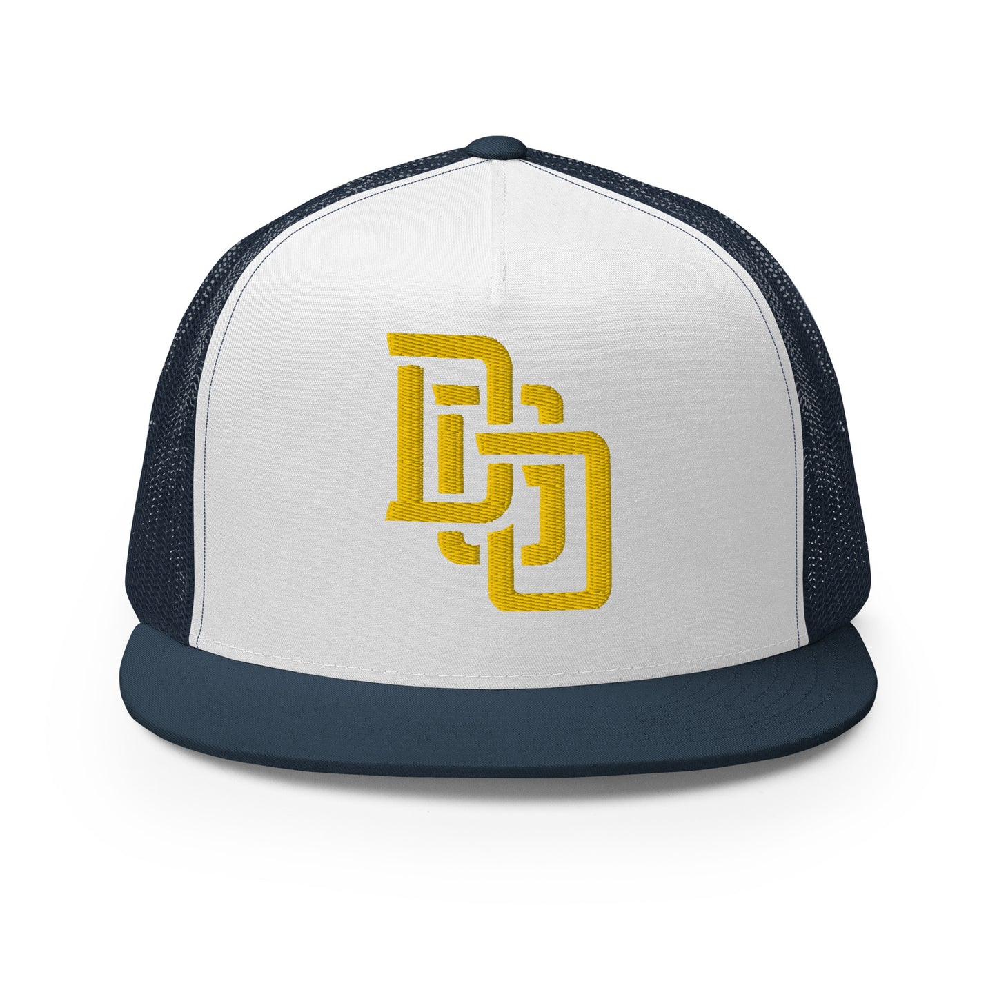 "DGO" Five Panel Trucker Cap | Yupoong 6006 | E Luna CLASSIC Solocrest 1 Gold Thread Logo