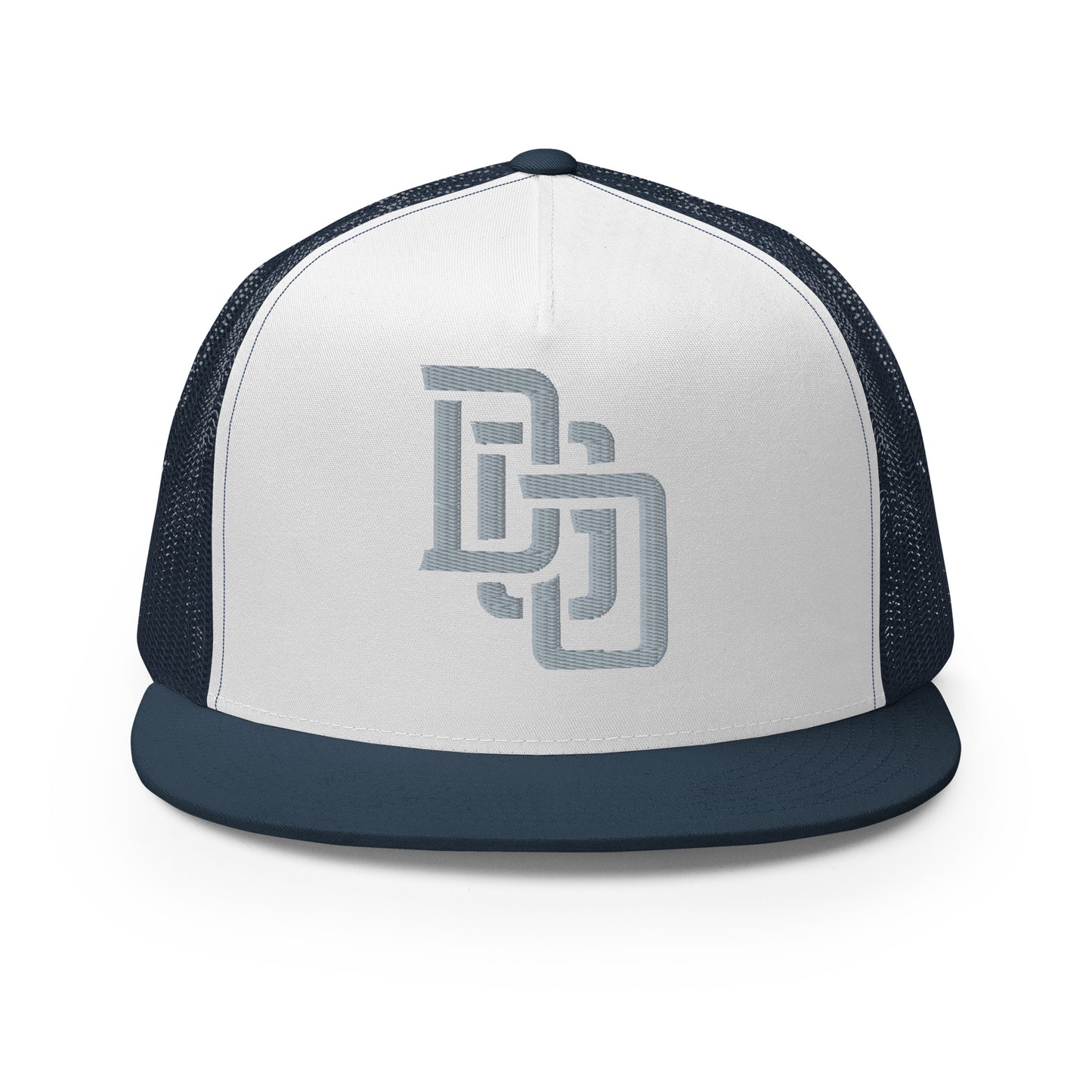 "DGO" Five Panel Trucker Cap | Yupoong 6006 | E Luna CLASSIC Solocrest 1 Grey Thread Logo