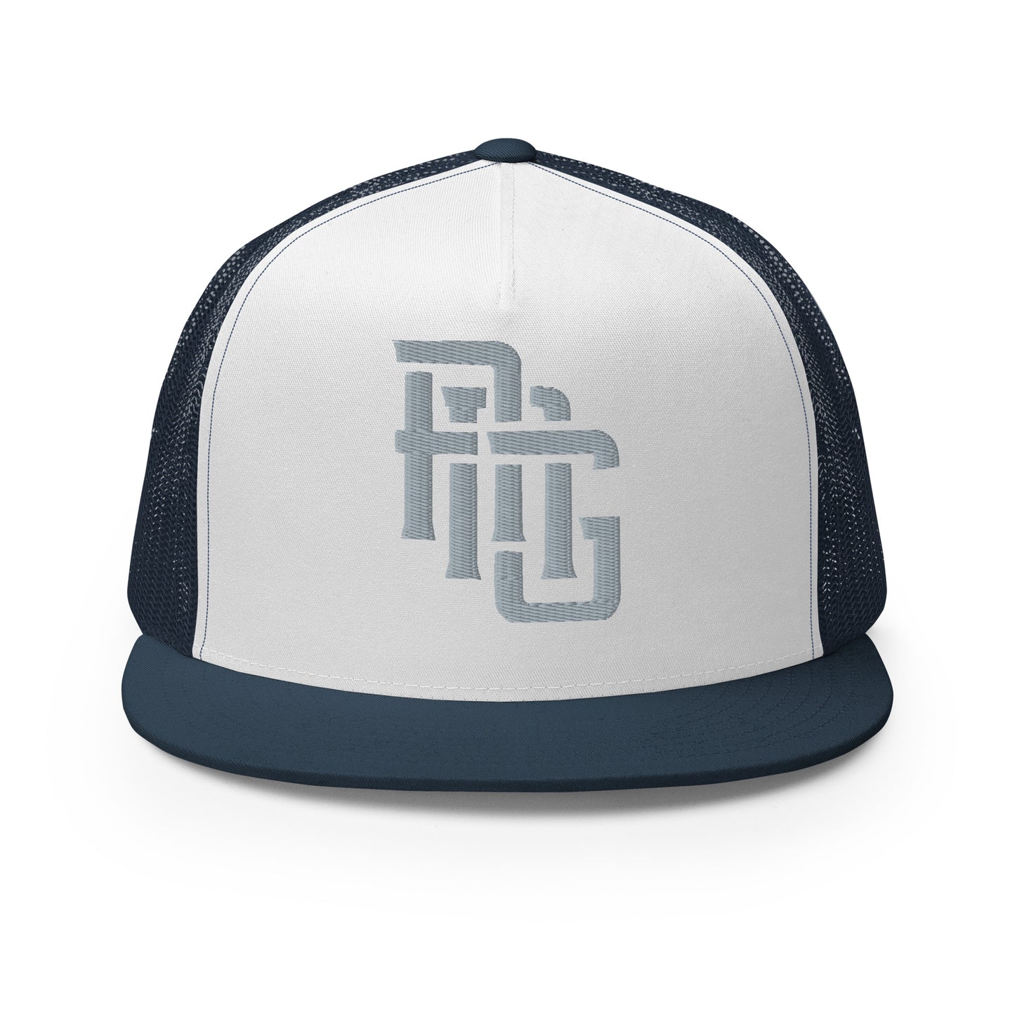 "ANG" Five Panel Trucker Cap | Yupoong 6006 | E Luna CLASSIC Solocrest 1 Grey Thread Front Logo