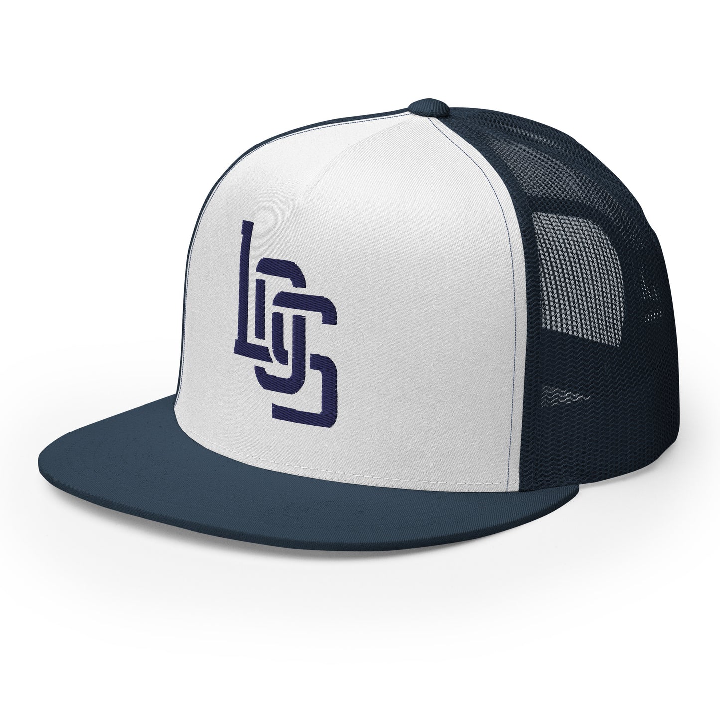 "LOS" Five Panel Trucker Cap | Yupoong 6006 | E Luna CLASSIC 1 Navy Thread Front Logo